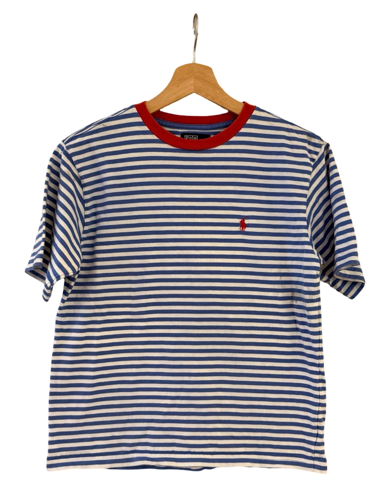 Camiseta vintage de mujer Polo Ralph Lauren a rayas azul y rojo