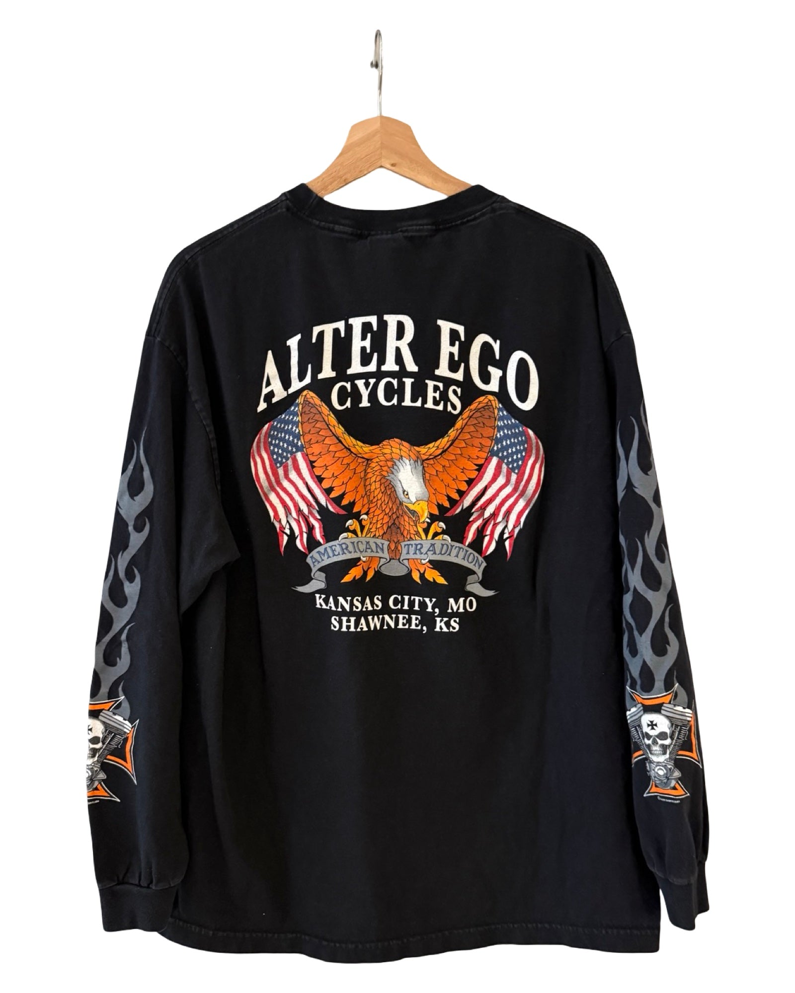 Camiseta de manga larga "Vintage Alter Ego Motorcycle Flames"
