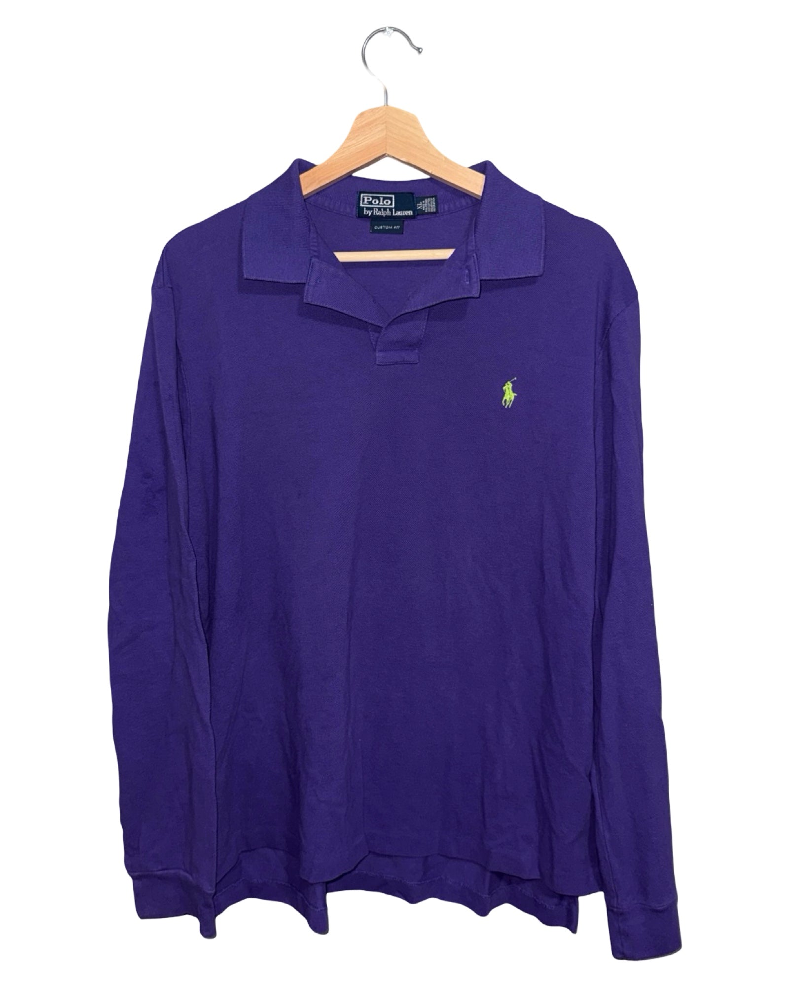 Vintage Polo Ralph Lauren Purple Green LS Logo Shirt
