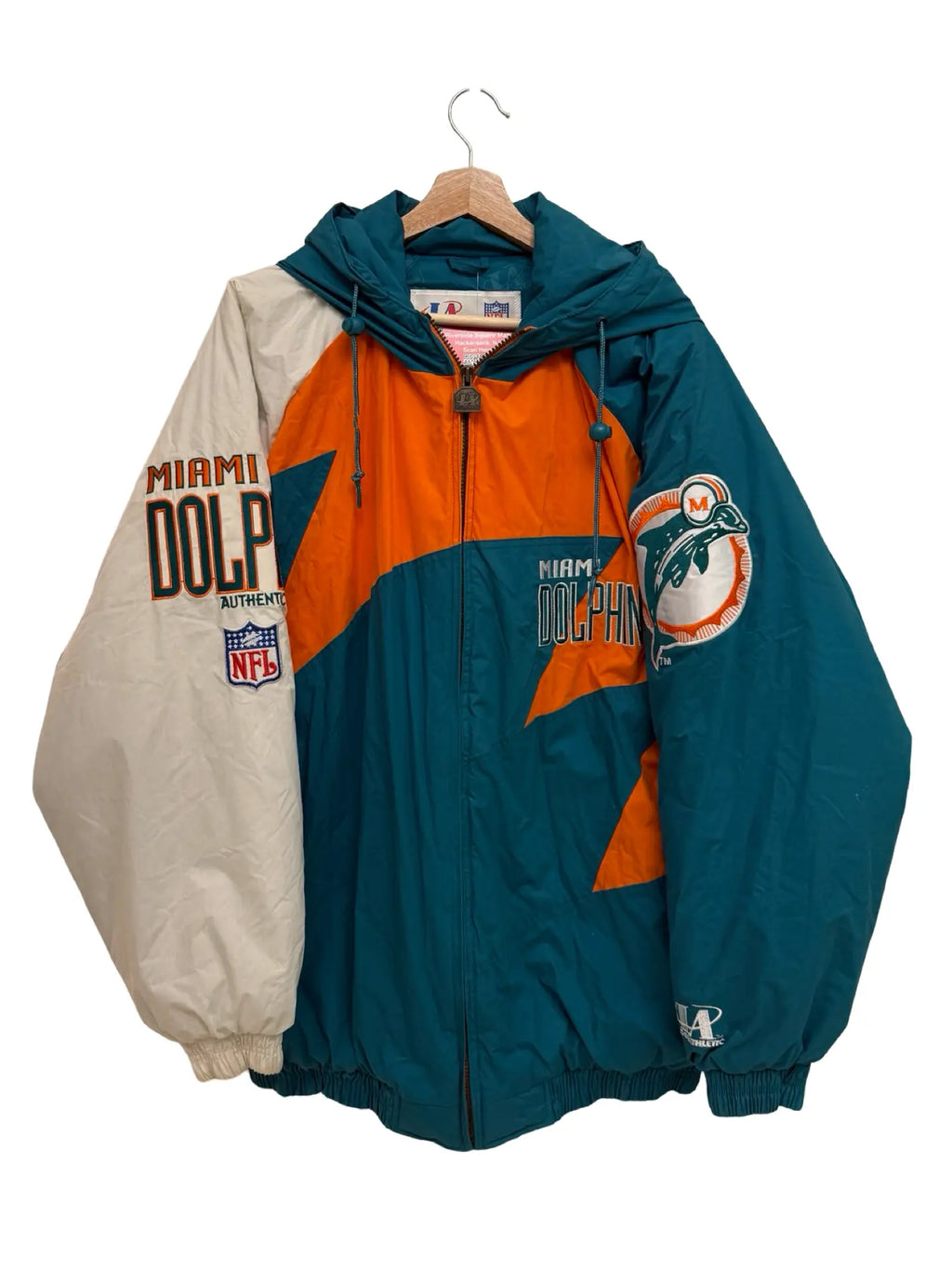 Vintage 90s Miami Dolphins Logo Athletics Sharktooth Jacket KIF Vintage