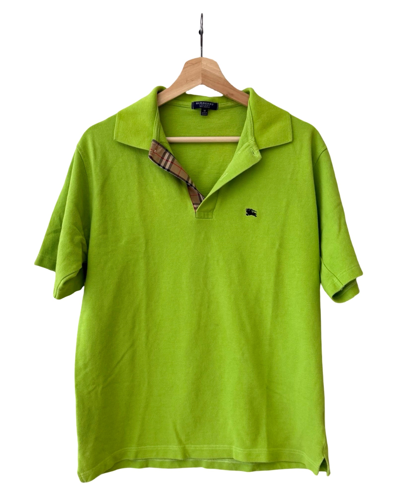 Vintage y2k Burberry London Lime Green Polo Shirt