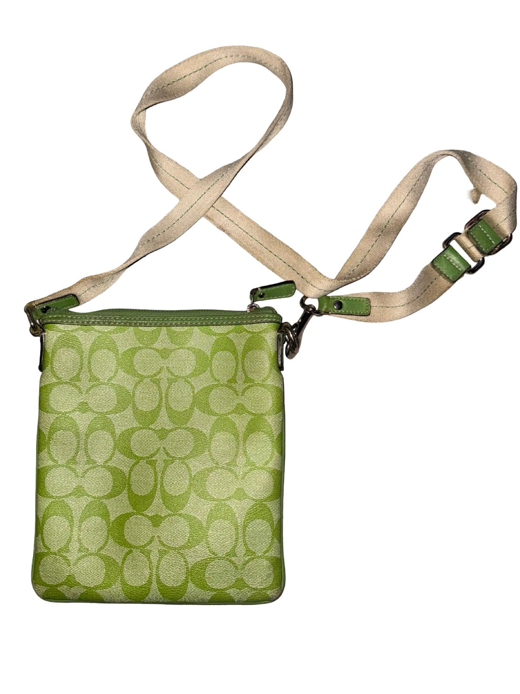 Vintage Coach Green Signature Monogram Sidebag