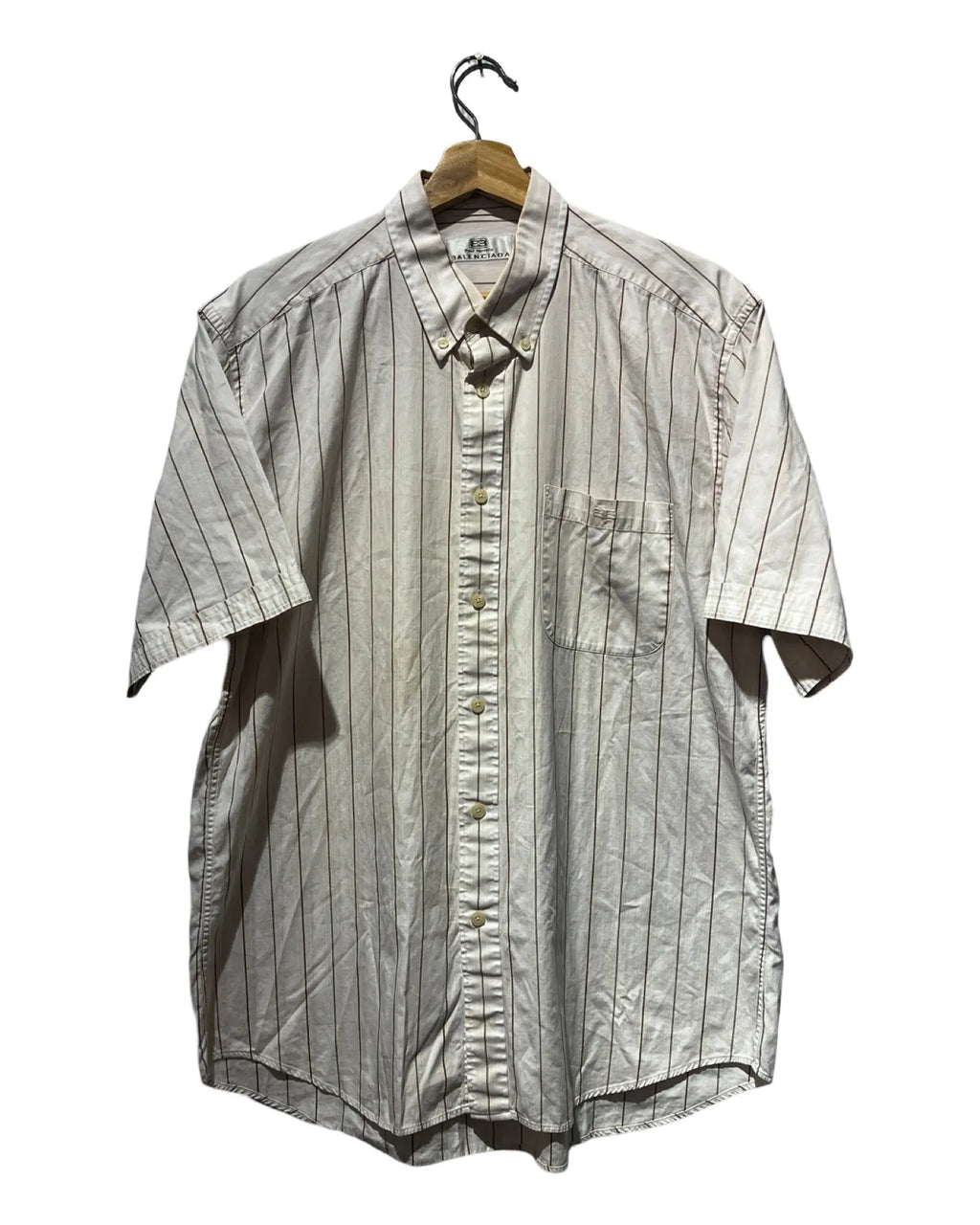 Archive 90s Balenciaga Striped Short Sleeve Logo Shirt KIF Vintage