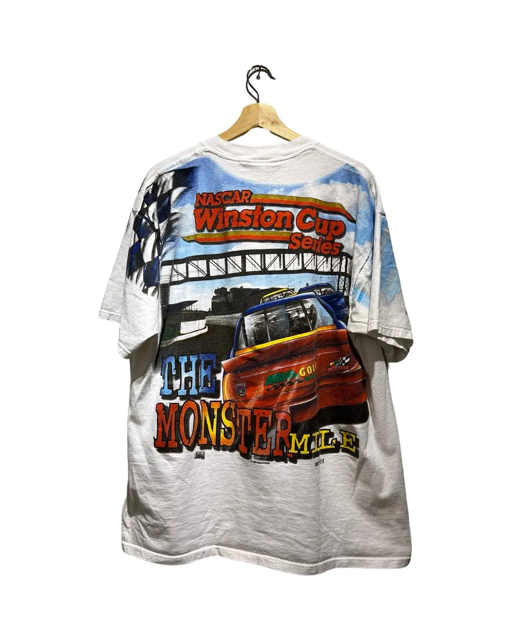 Vintage 1998 Nascar MBNA Winston Cup Gold All Over Print Tee KIF Vintage
