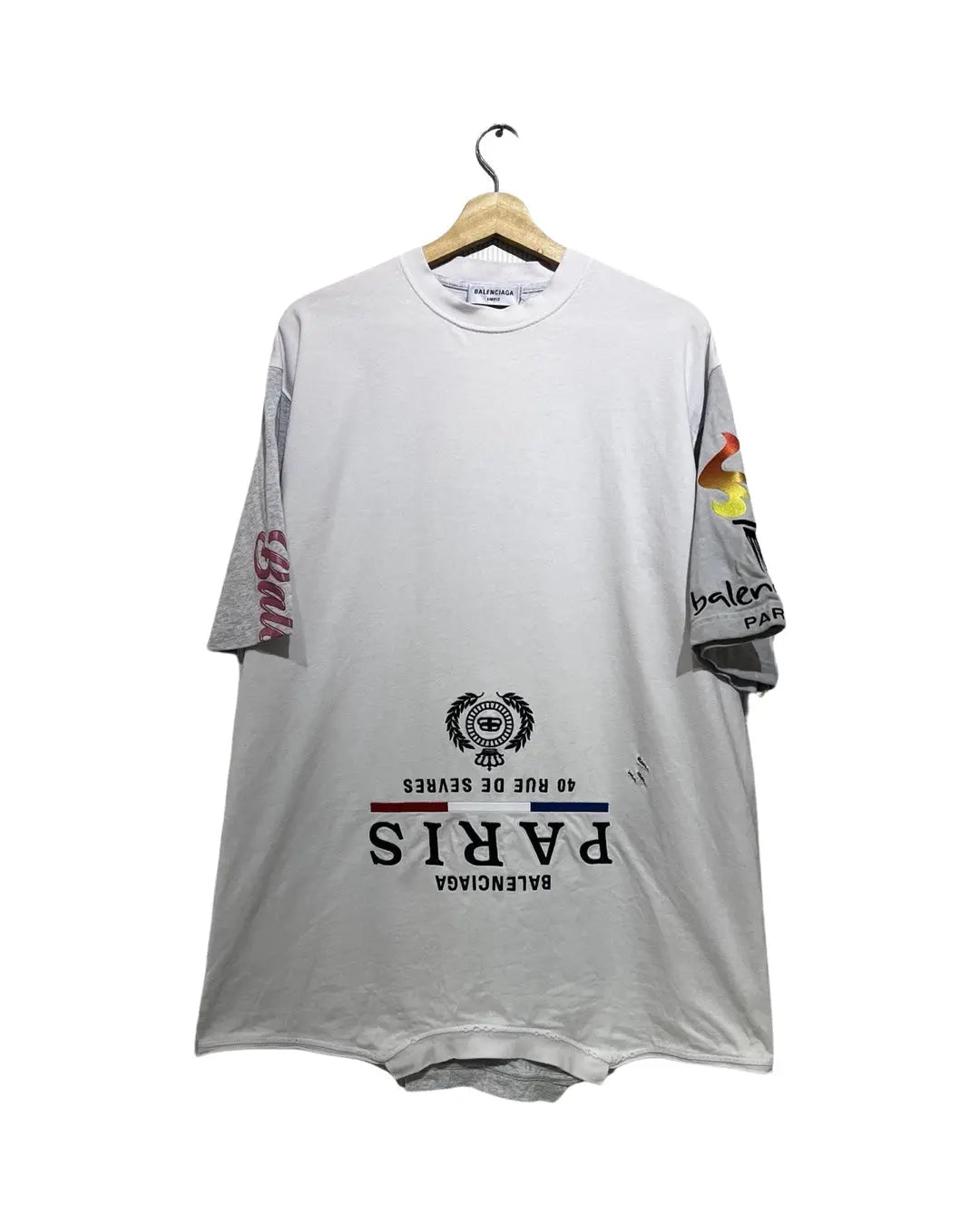 Archive Balenciaga Paris Upside Down Embroidered Patchwork Tee KIF Vintage