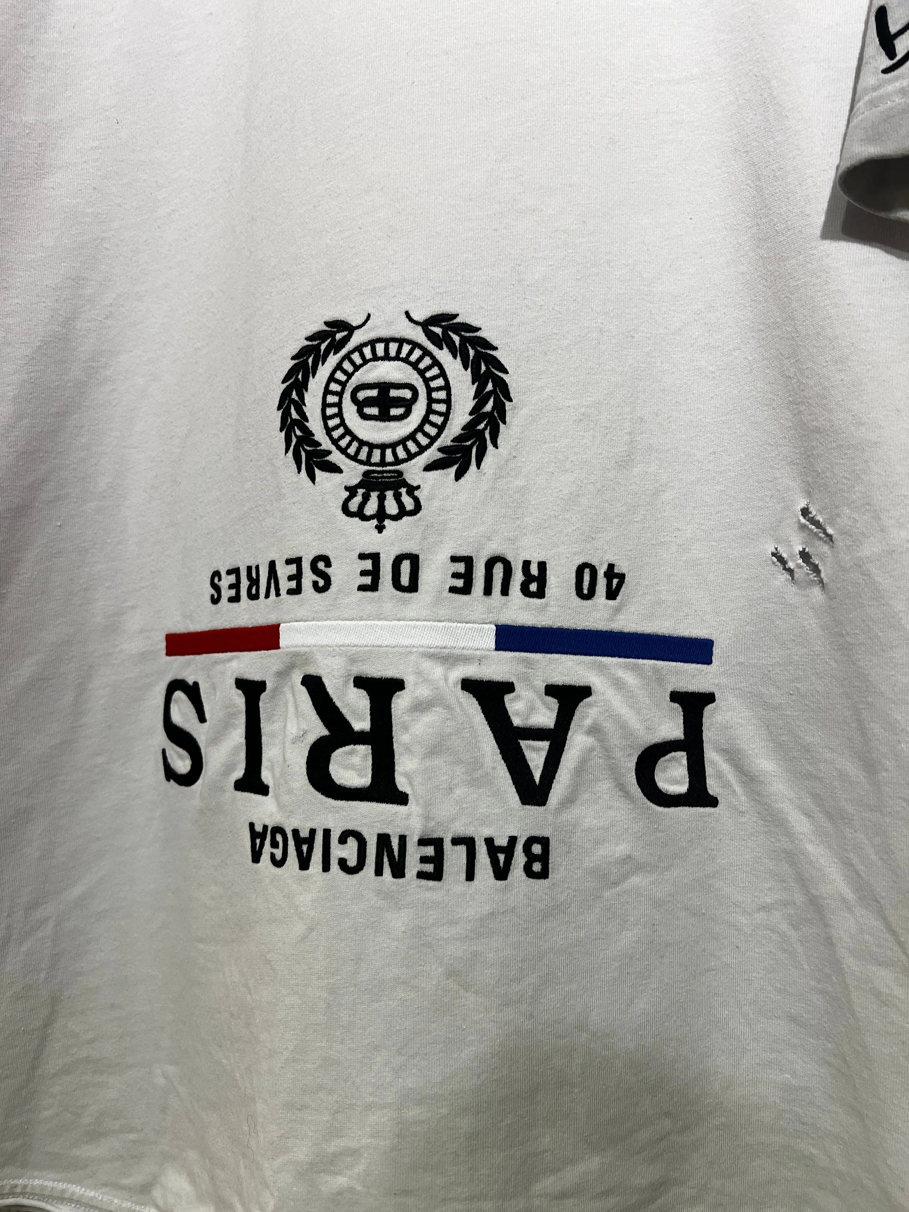 Archive Balenciaga Paris Upside Down Embroidered Patchwork Tee KIF Vintage