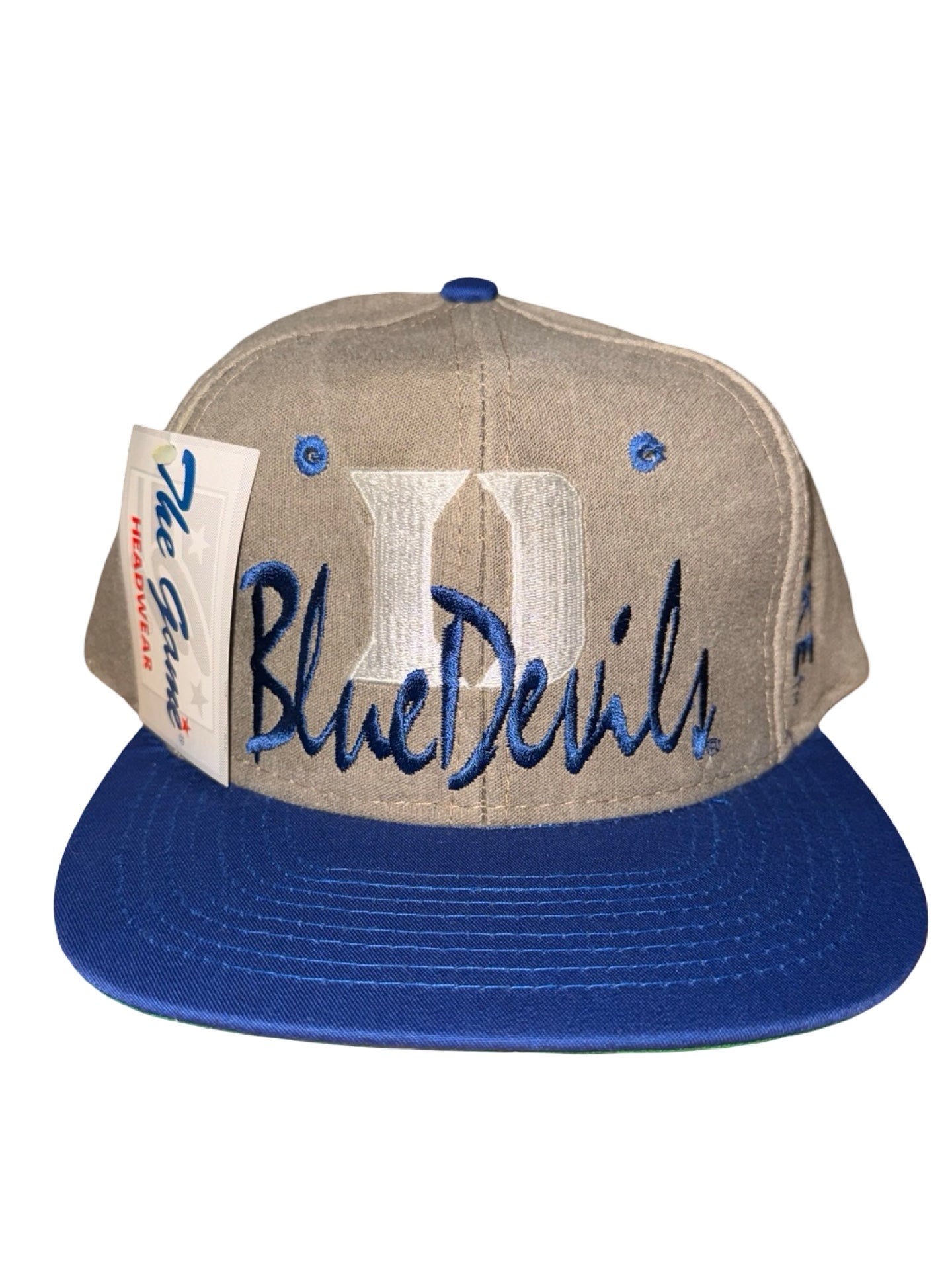 Vintage 90s Duke University Blue Devil Script Snapback Hat KIF Vintage