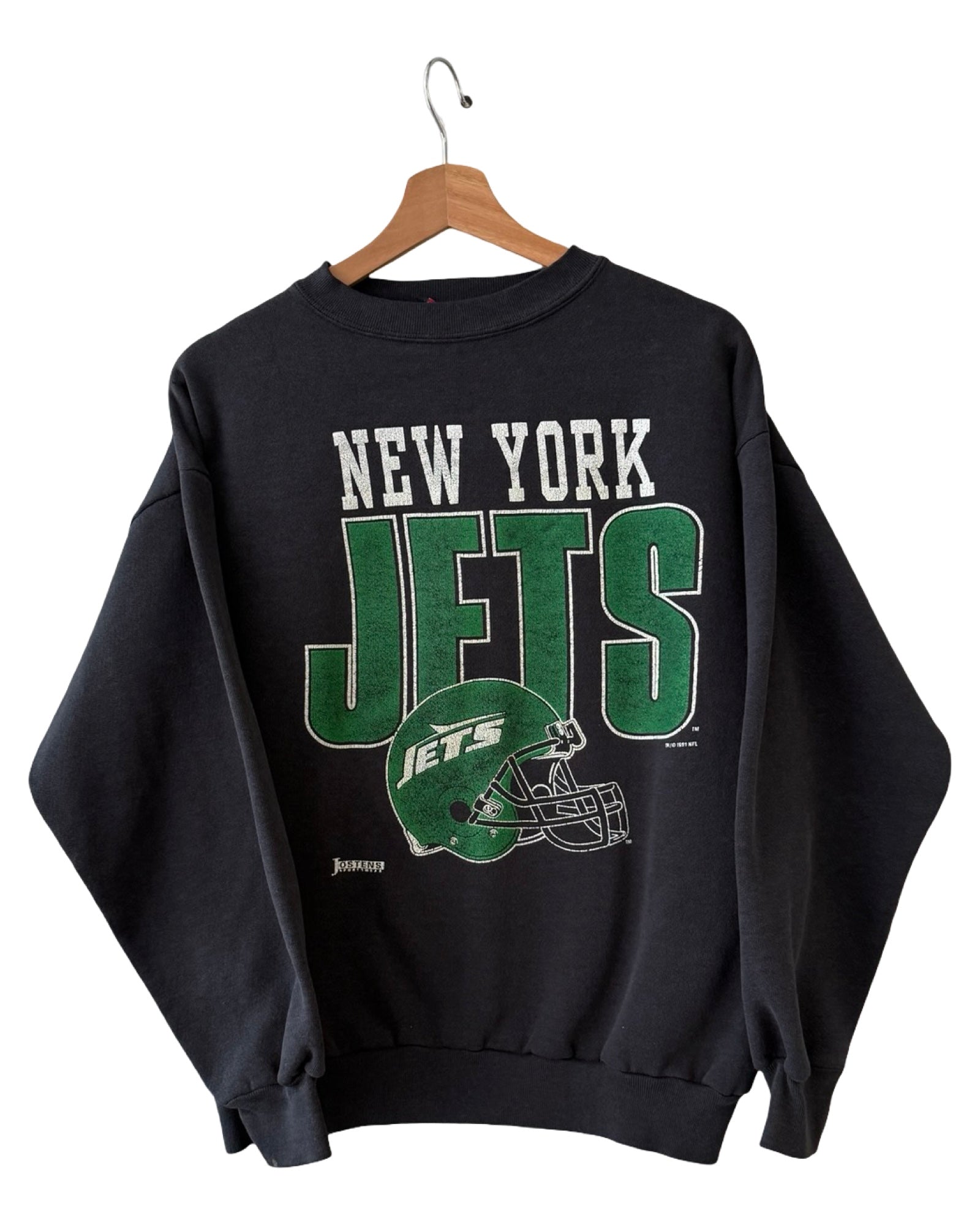 Sudadera retro de cuello redondo de los New York Jets de 1991