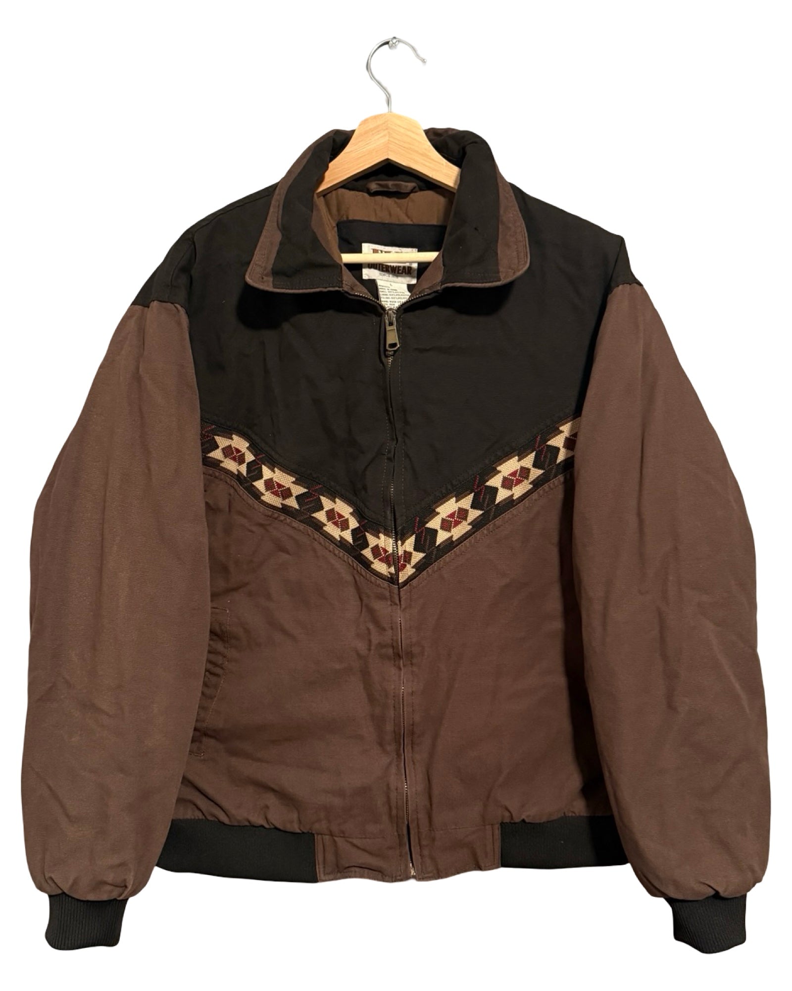 Chaqueta acolchada azteca marrón estilo vintage de los 90