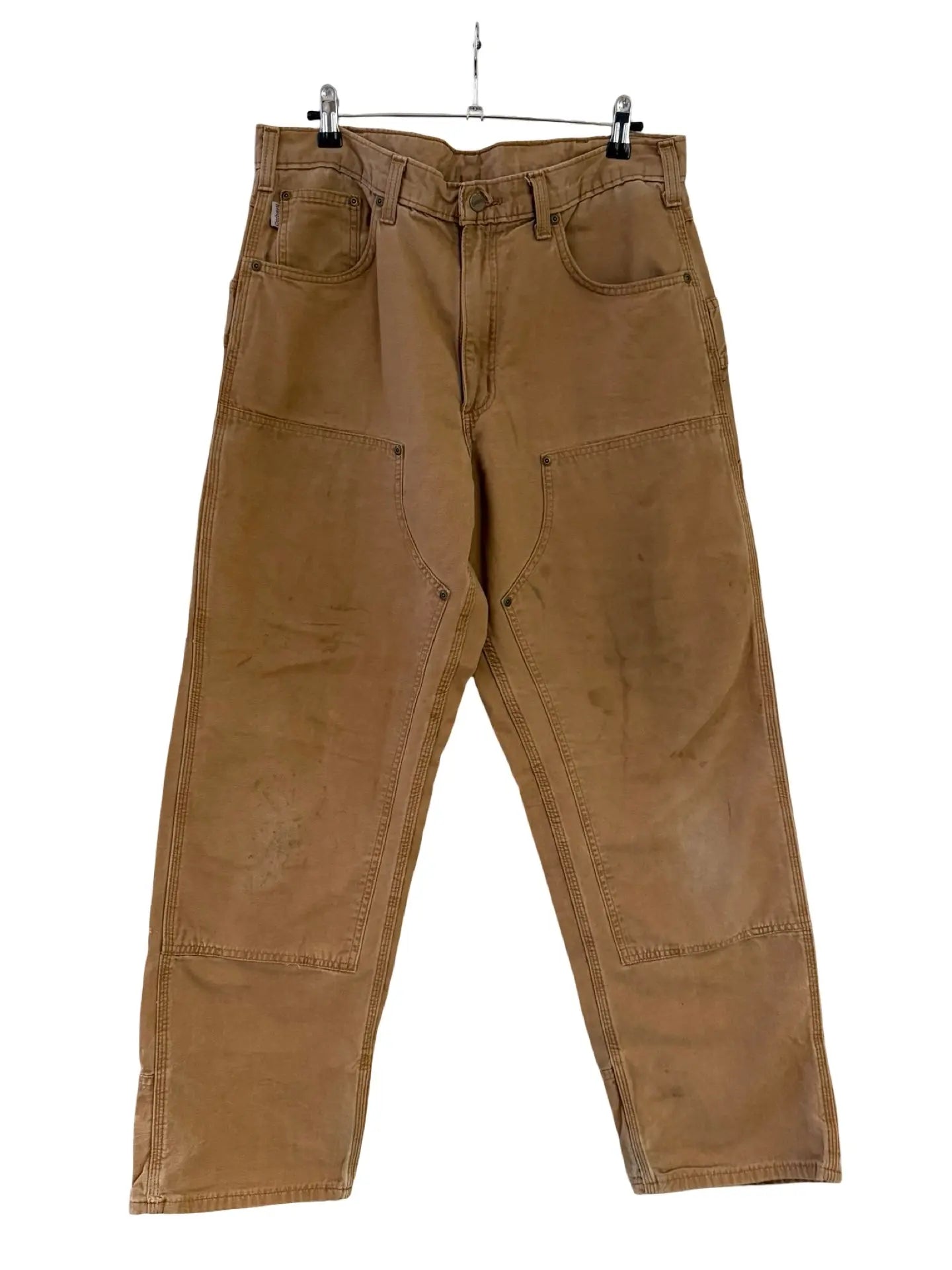 36 x 32 Vintage Carhartt Distressed Lightweight Tan Double Knee Pants KIF Vintage