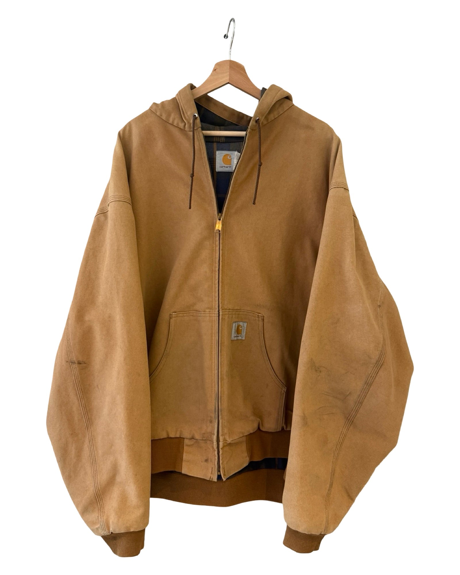 Vintage Carhartt Tan Flannel Lined Hooded Jacket KIF Vintage