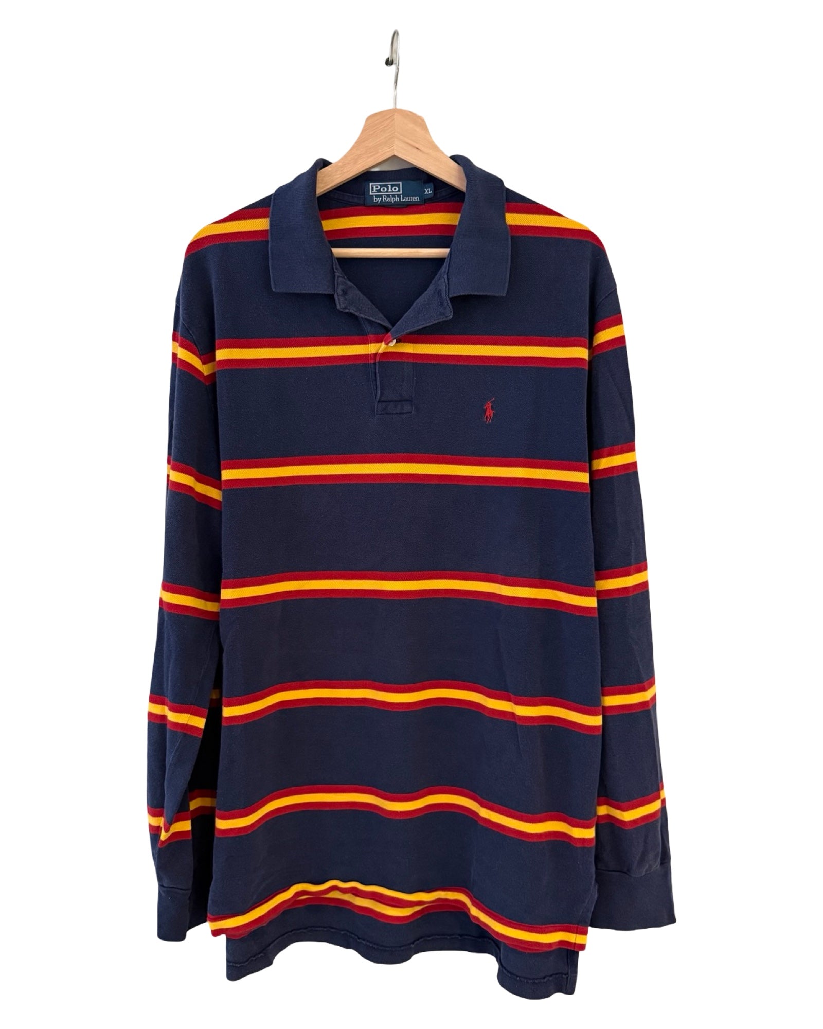 Camisa de manga larga a rayas azul marino Vintage Polo Ralph Lauren