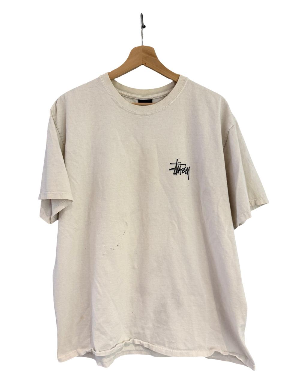 Camiseta Vintage Stussy con Logo Beige Claro