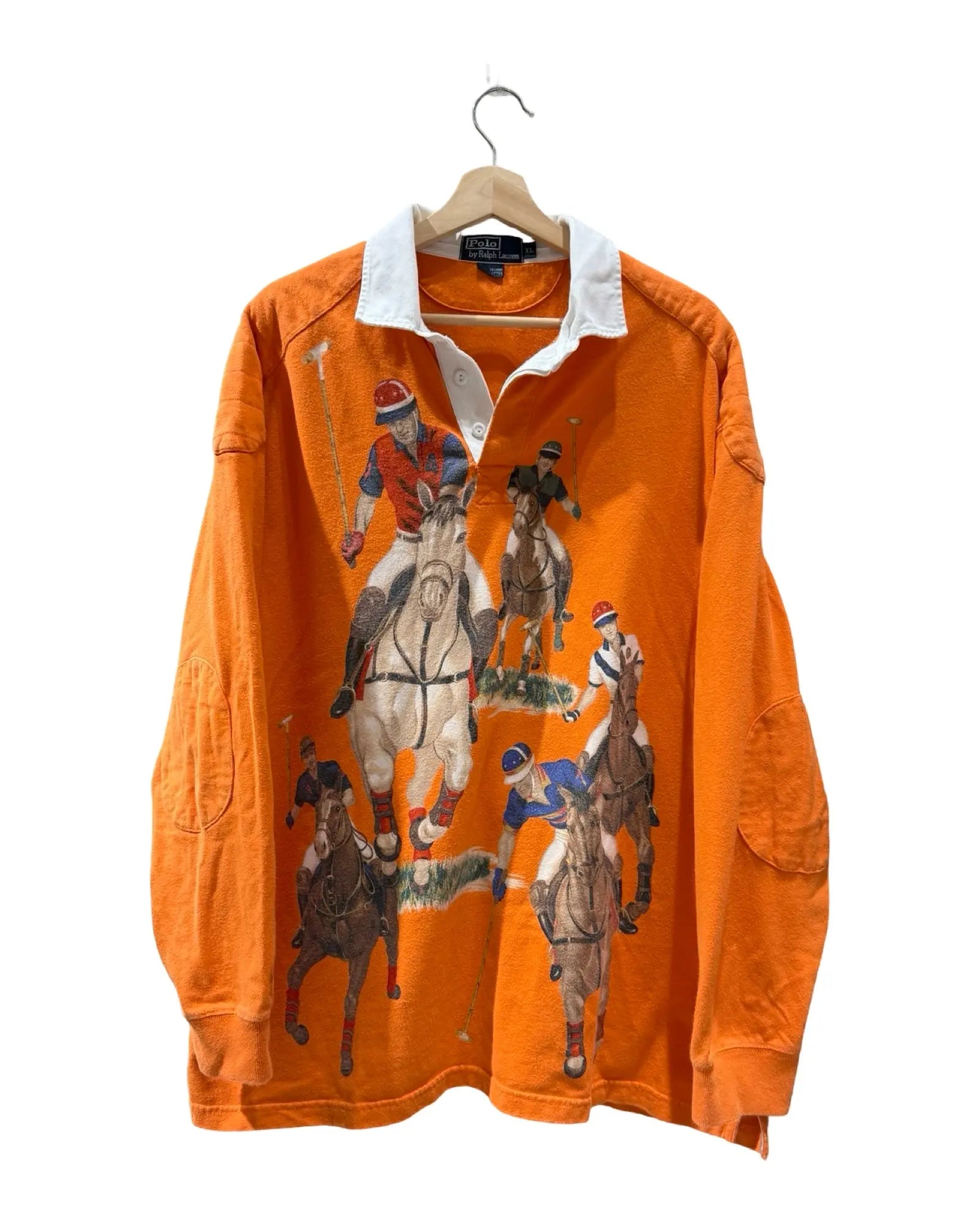 Vintage Polo Ralph Lauren Five Horsemen Orange L/S Rugby Shirt KIF Vintage