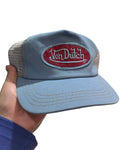Vintage y2k Von Dutch Blue Burgundy Trucker Snapback Hat