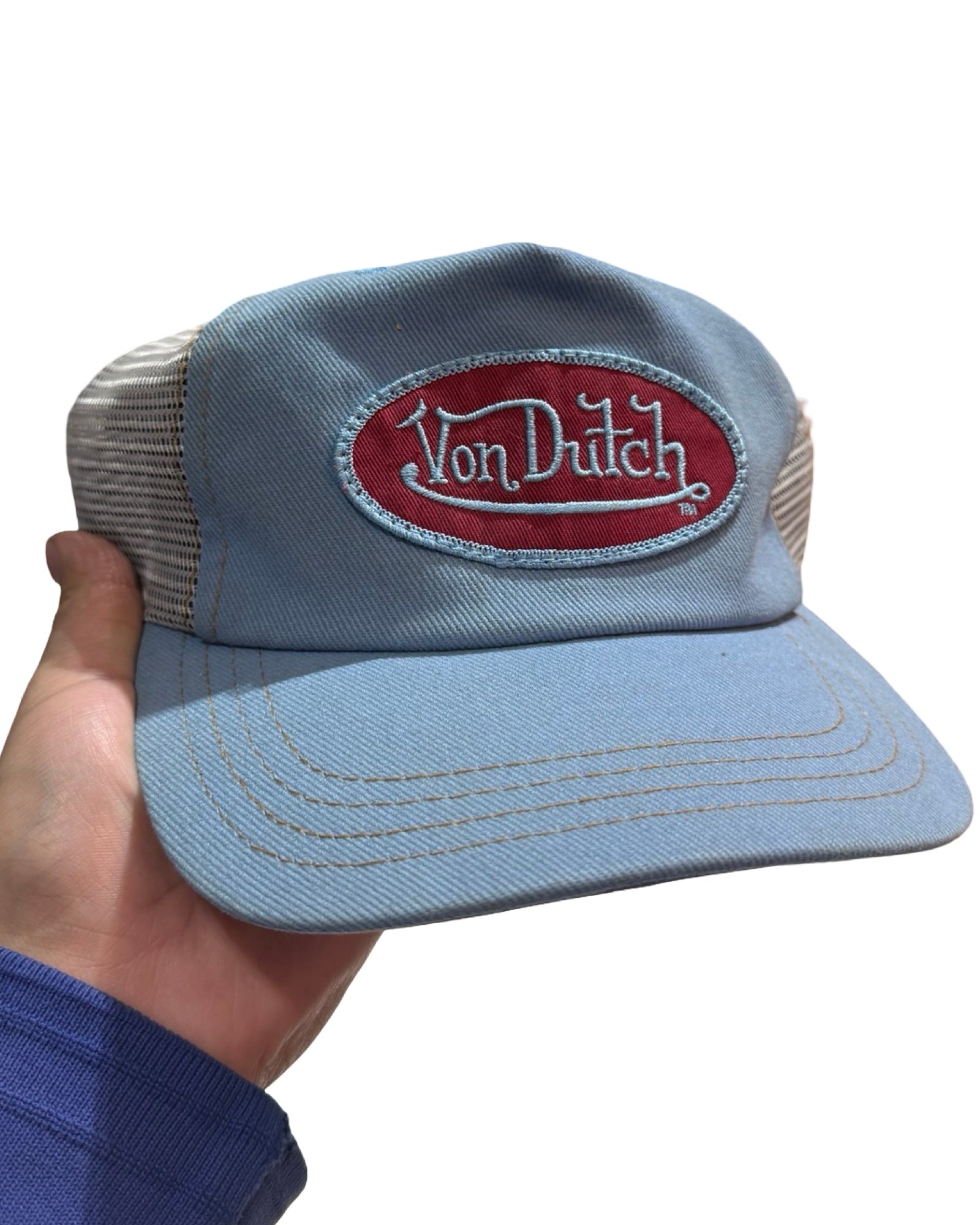 Vintage y2k Von Dutch Blue Burgundy Trucker Snapback Hat