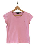 Womens Vintage Polo Ralph Lauren Striped Pink Tee