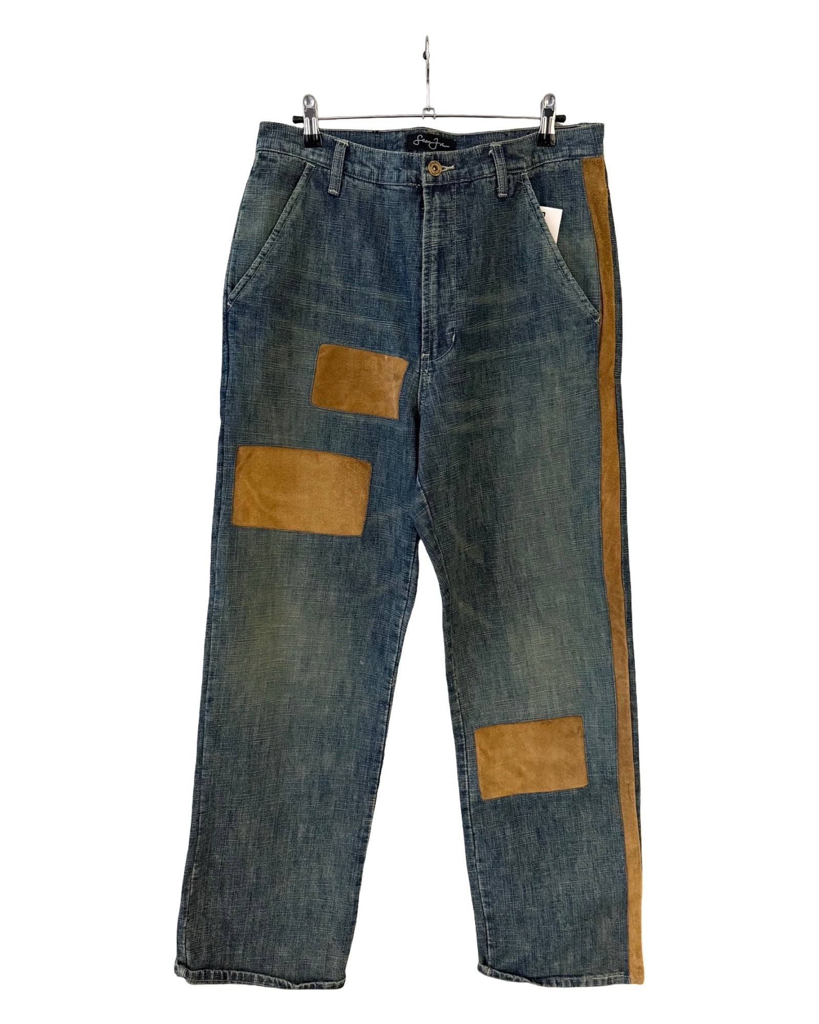 32 x 32 Vintage Sean John Denim Suede Patchwork Jeans
