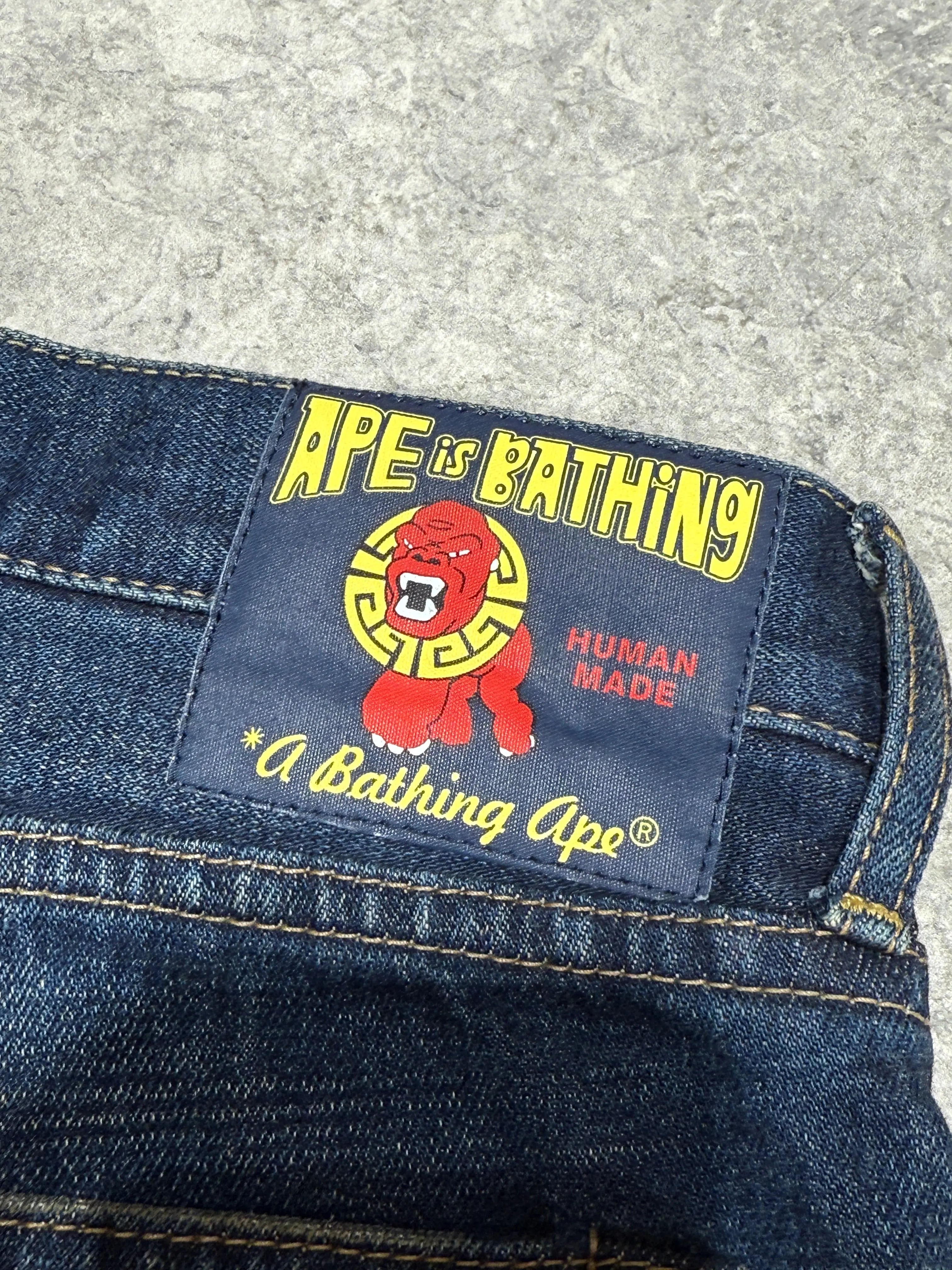 Rare y2k BAPE Human Made Baggy Spellout Jeans size 40 KIF Vintage