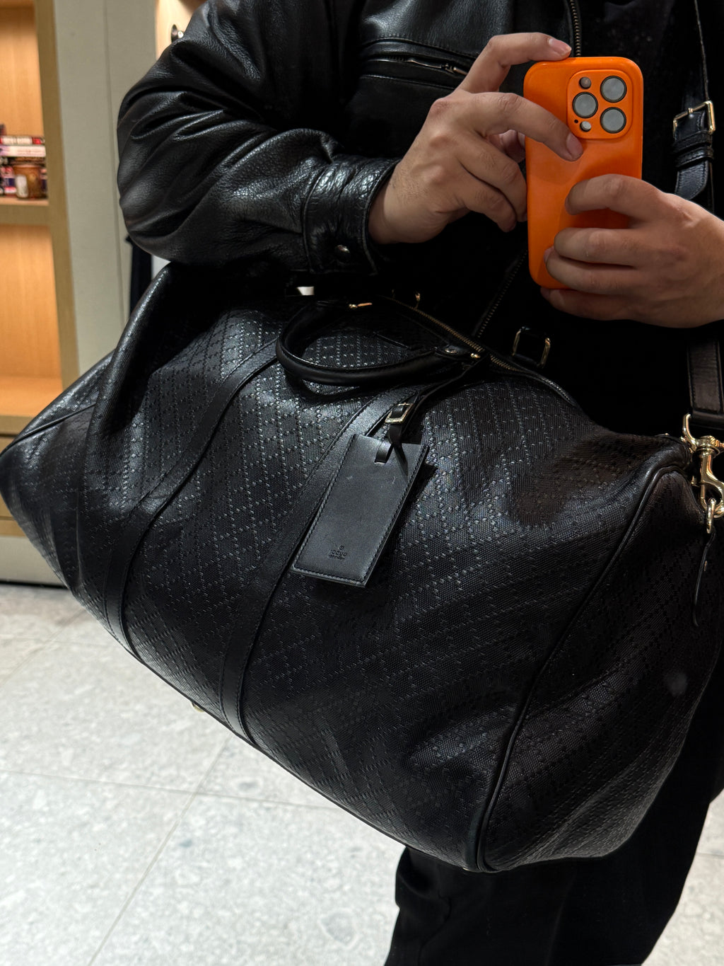 Gucci Diamante Calf Leather Duffle Bag KIF Vintage