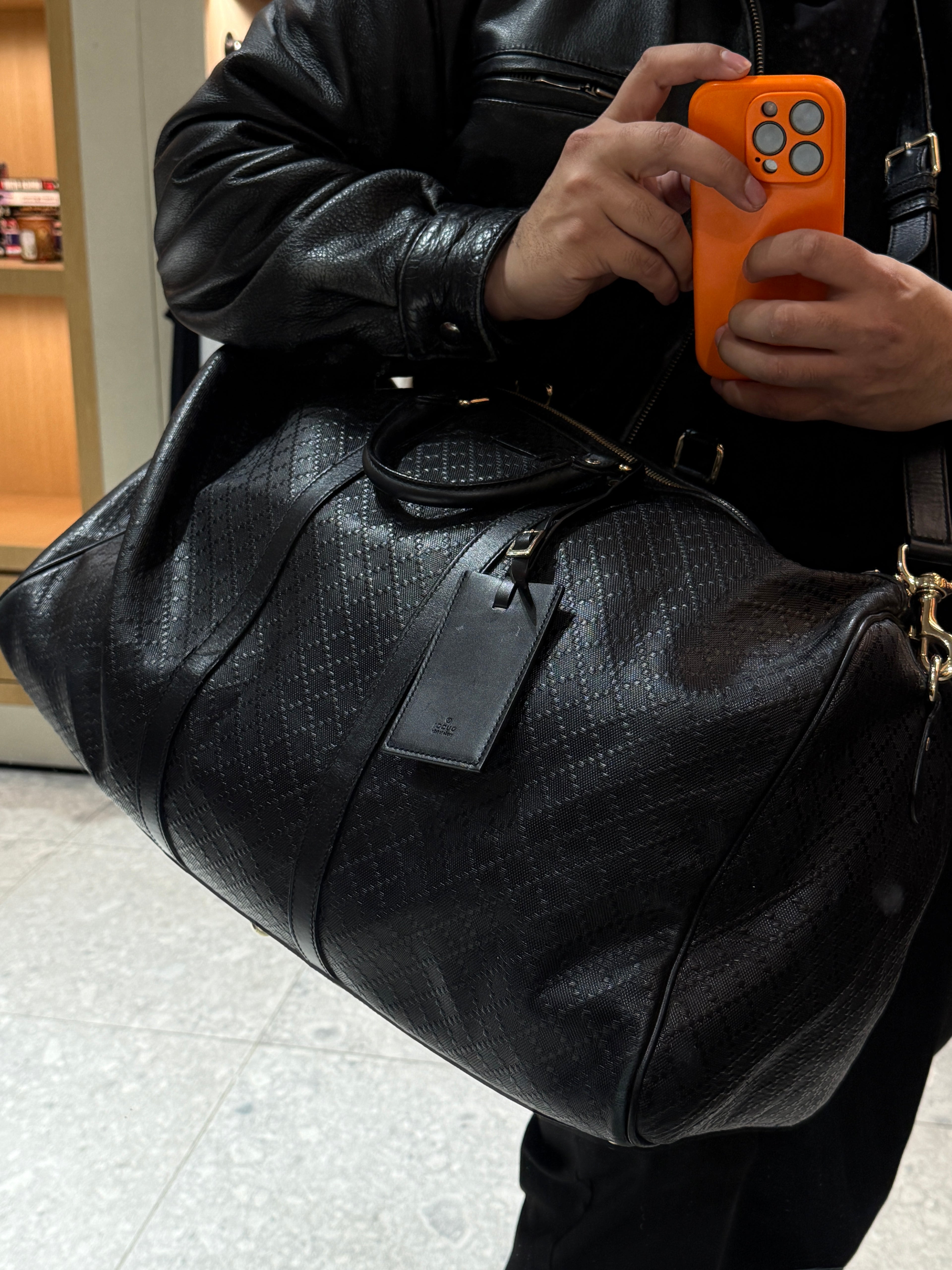 Gucci Diamante Calf Leather Duffle Bag KIF Vintage