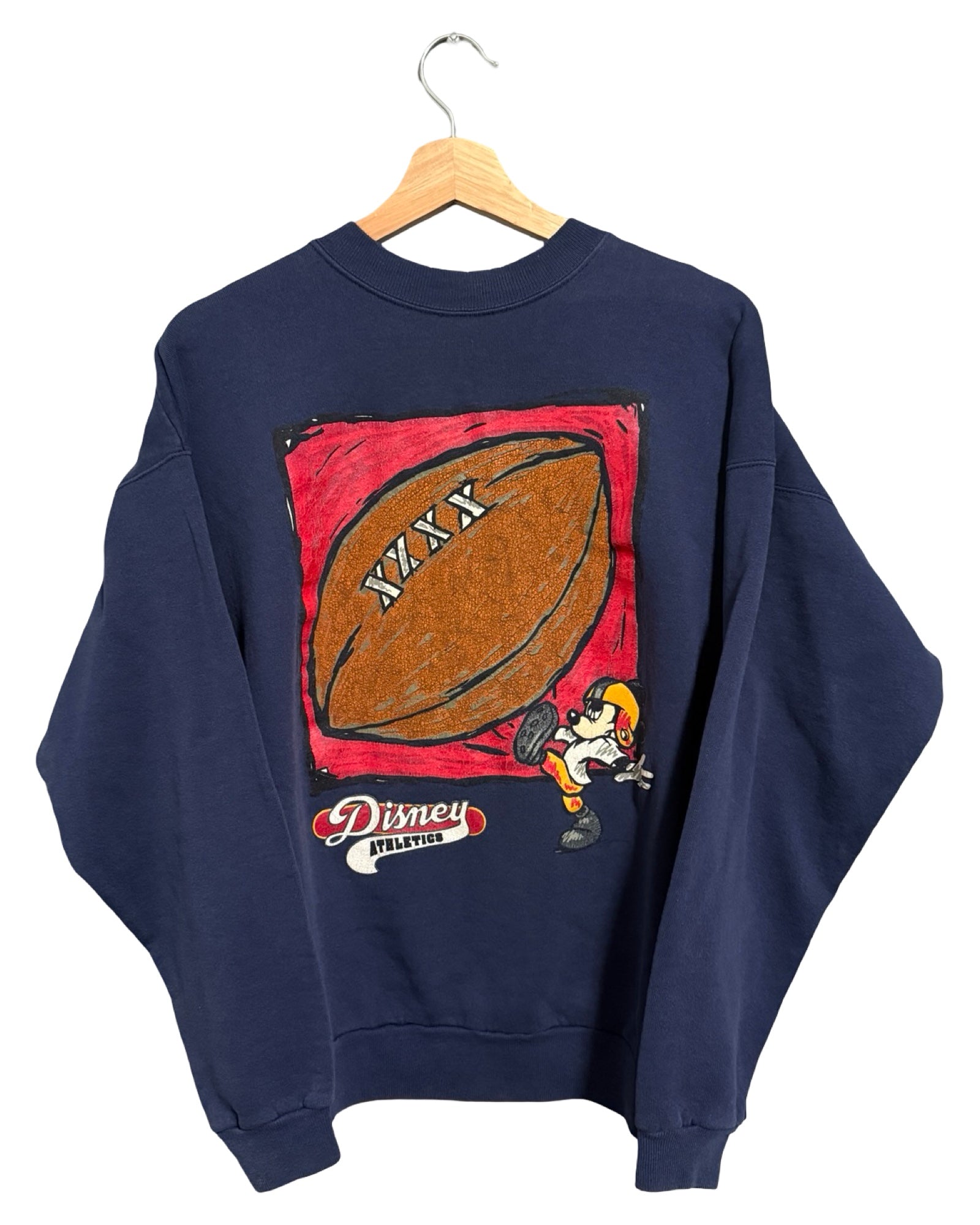 Sudadera de cuello redondo de fútbol deportivo Disney vintage de los 90