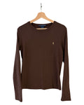 Womens Vintage Polo Ralph Lauren Sport Brown Long Sleeve Tee