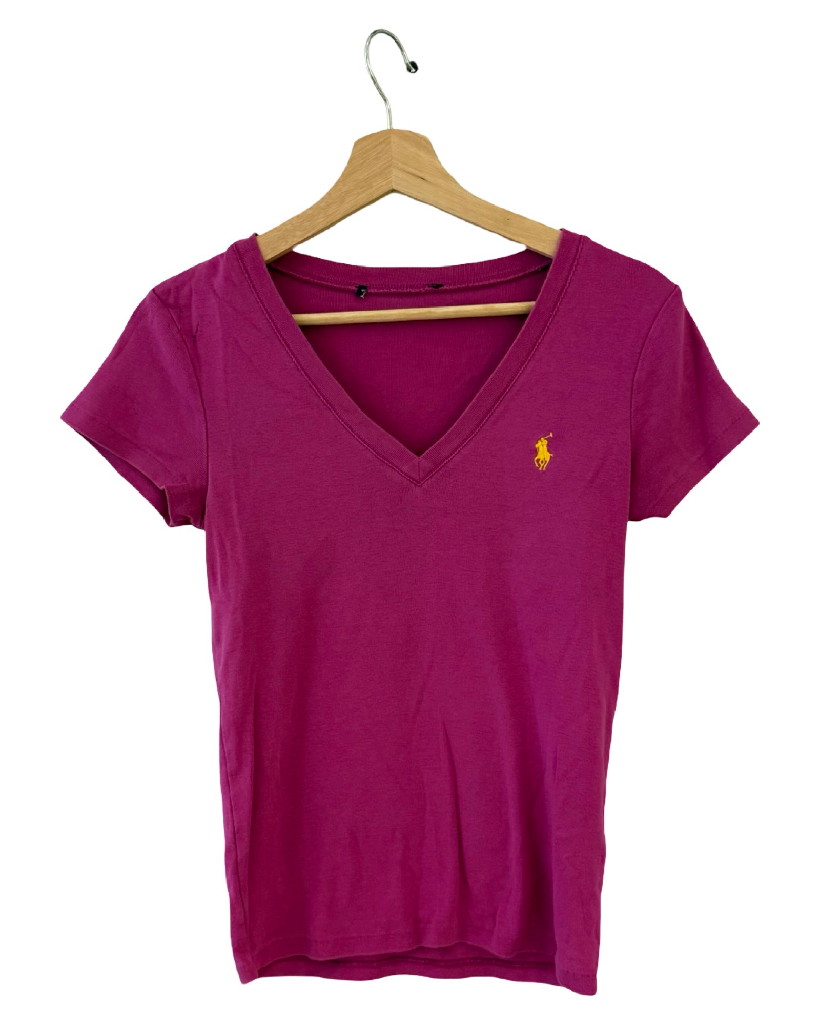 Womens Vintage Polo Ralph Lauren Pink V-Neck Tee