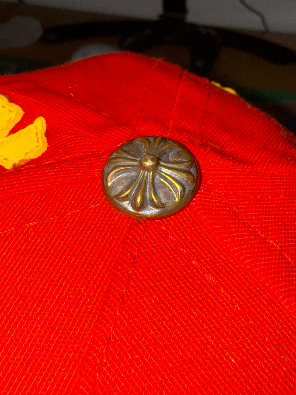 Chrome Hearts Red & Yellow Multi Leather Cross Hat KIF Vintage