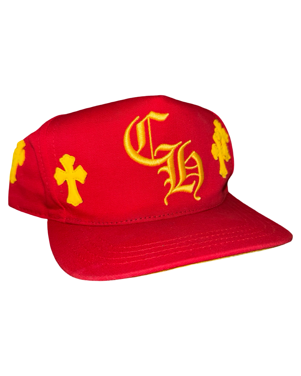 Chrome Hearts Red & Yellow Multi Leather Cross Hat KIF Vintage