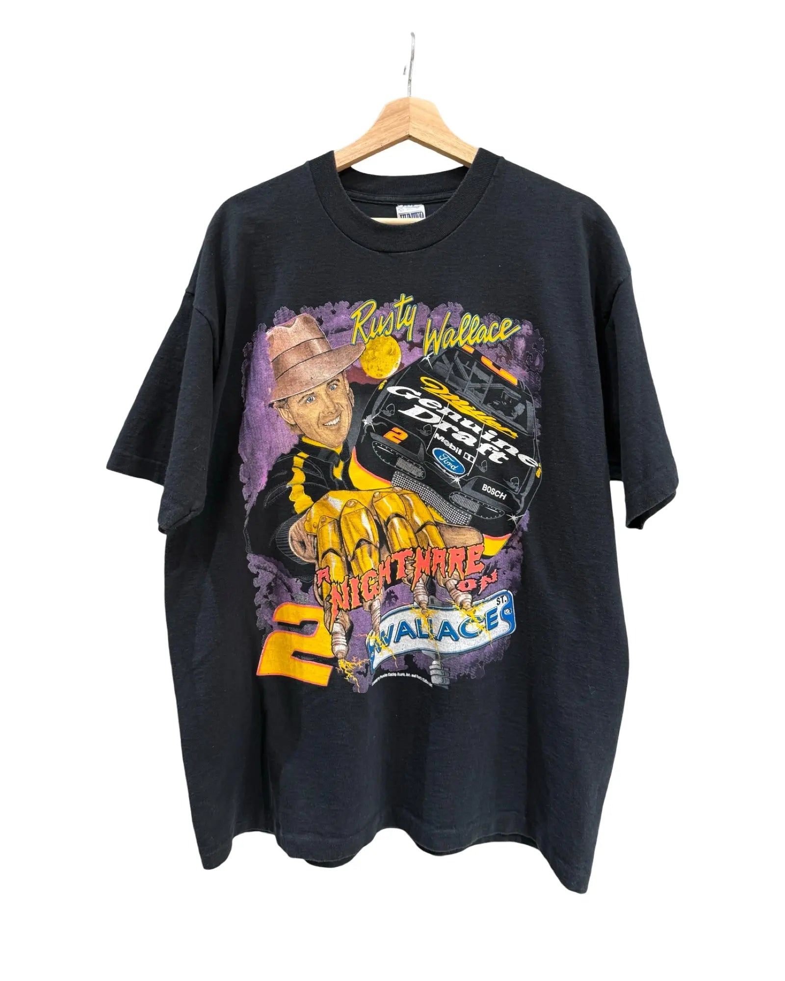 Vintage 1995 Nascar Rusty Wallace Nightmare On Elm Street Tee KIF Vintage