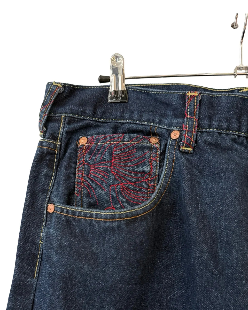 Vintage 36x32 y2k Red Monkey Embroidered Baggy Jeans KIF Vintage