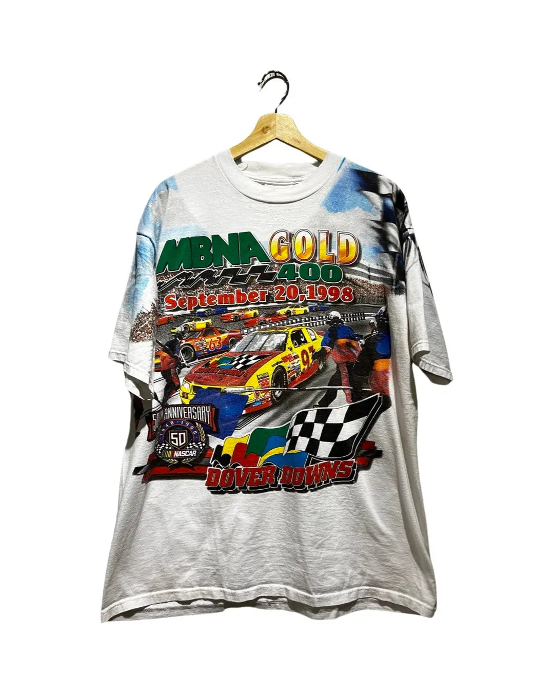 Vintage 1998 Nascar MBNA Winston Cup Gold All Over Print Tee KIF Vintage