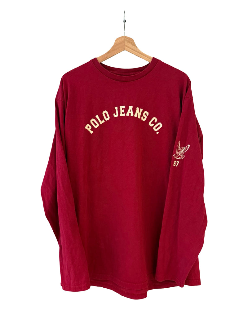 Vintage y2k Polo Ralph Lauren Sport Red Long Sleeve Tee