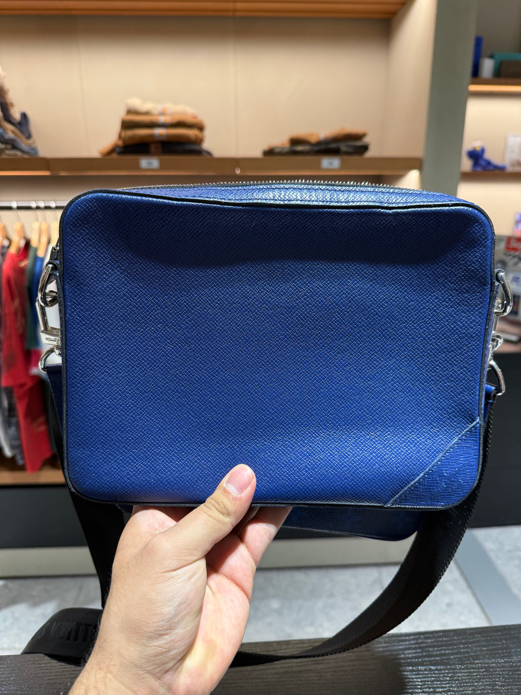 Louis Vuitton Trio Monogram Taigarama Cobalt Blue Messenger Bag KIF Vintage