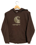 Sudadera con capucha vintage Carhartt marrón con logo, estilo Y2K