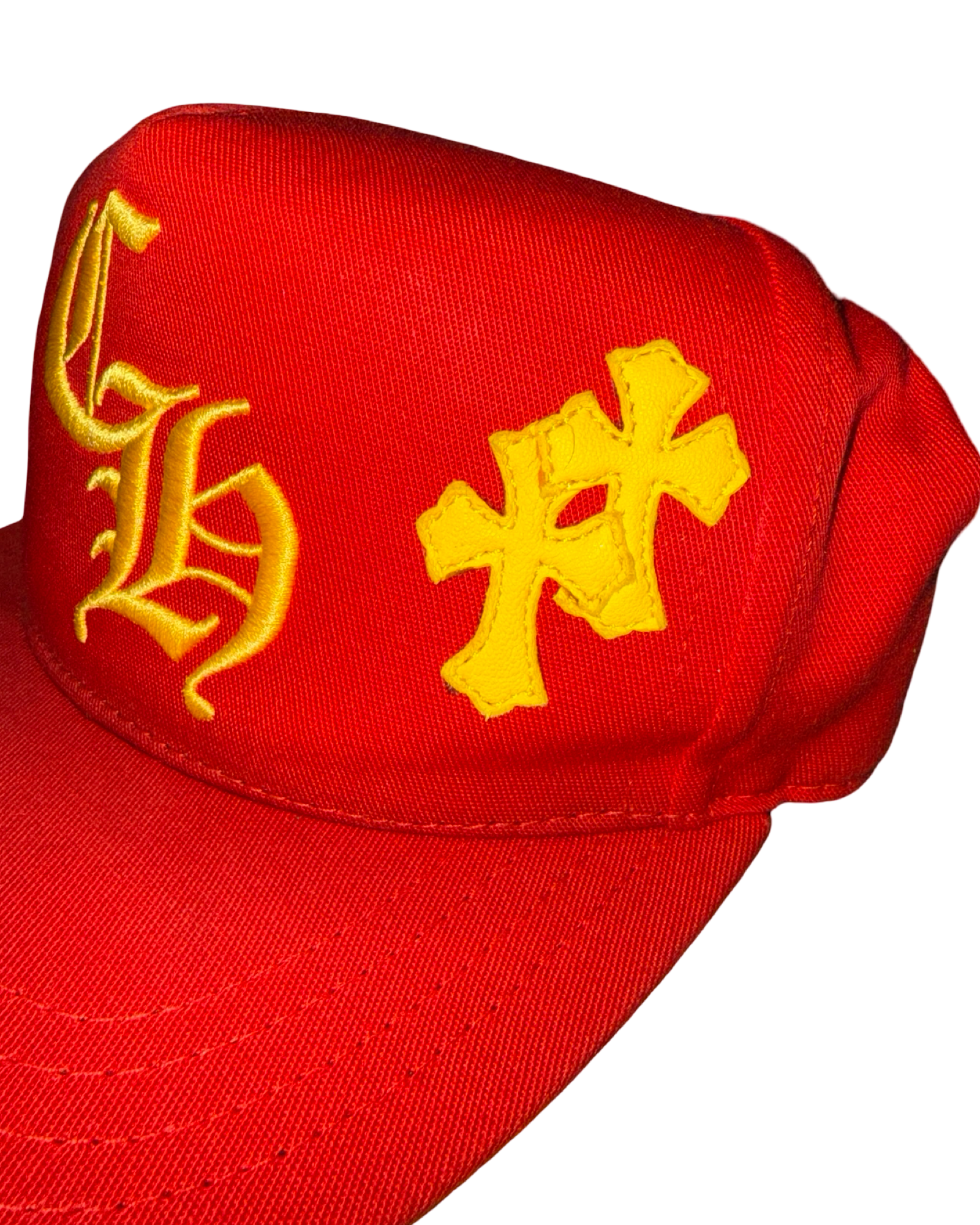Chrome Hearts Red & Yellow Multi Leather Cross Hat KIF Vintage