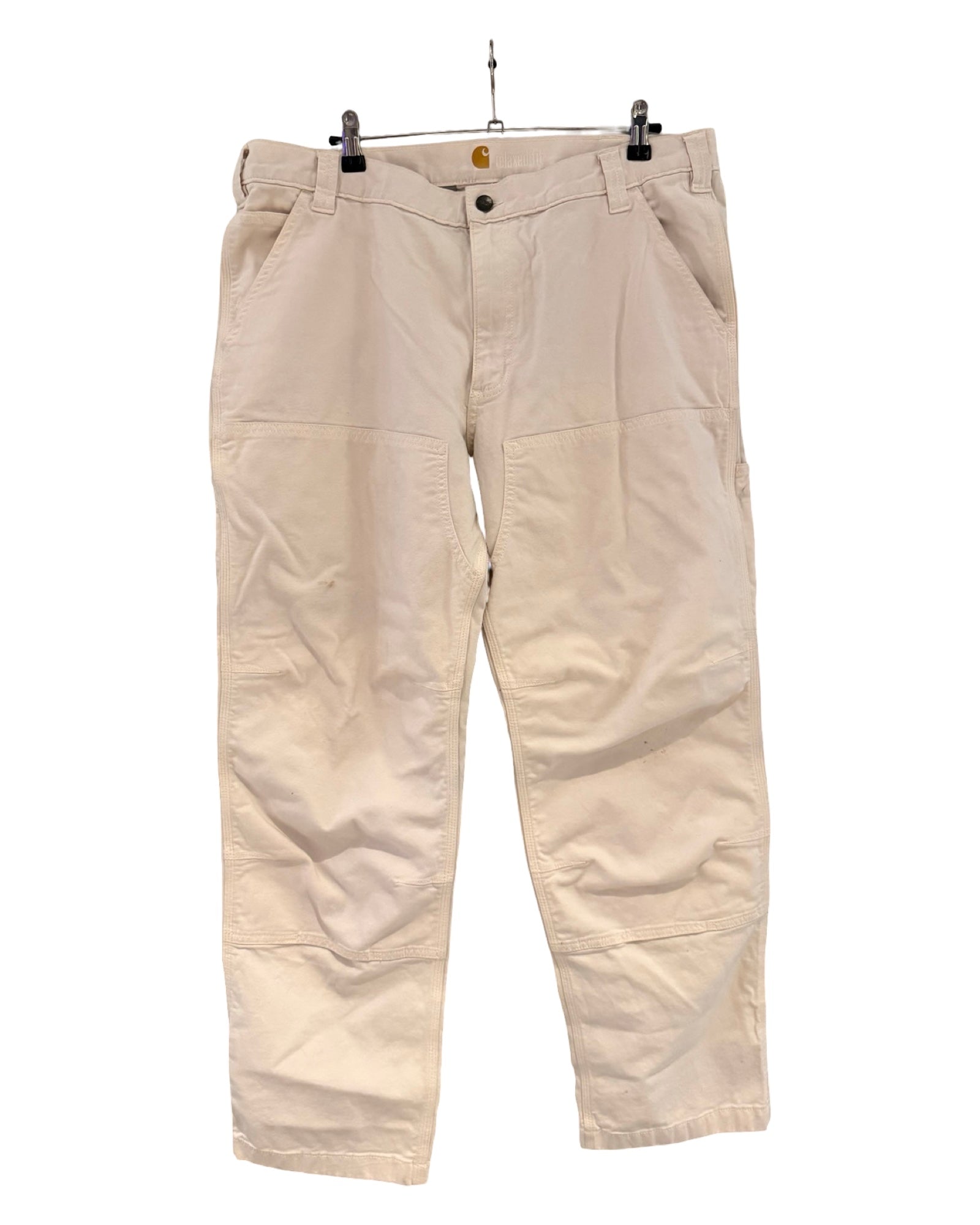 38 x 32 Pantalones de carpintero vintage Carhartt de doble rodilla blancos