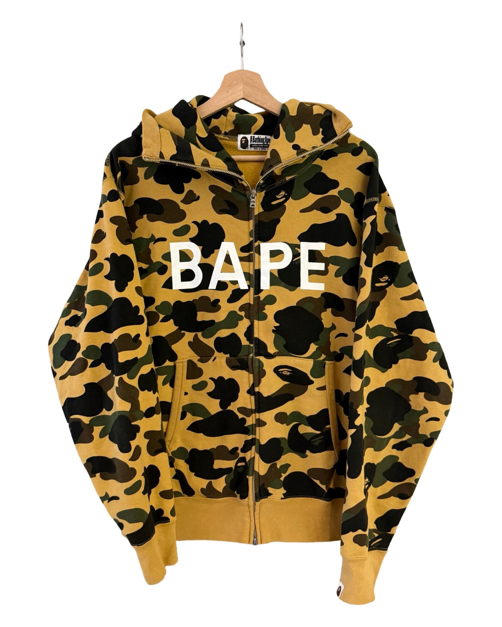 Sudadera con capucha vintage Bape a bathing ape camuflaje verde con cremallera completa Y2K