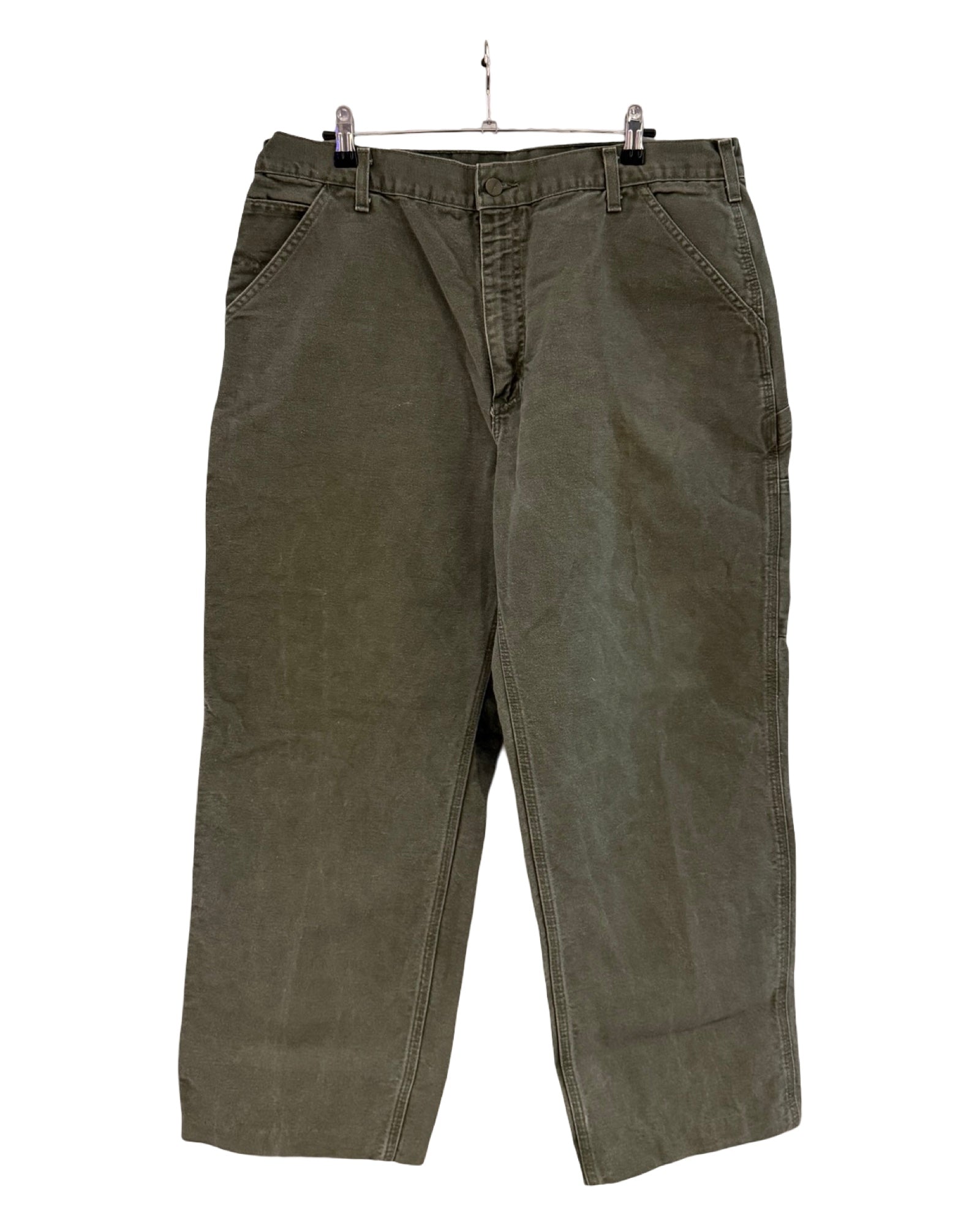 Pantalones Carhartt de carpintero verde oliva vintage, 38 x 30