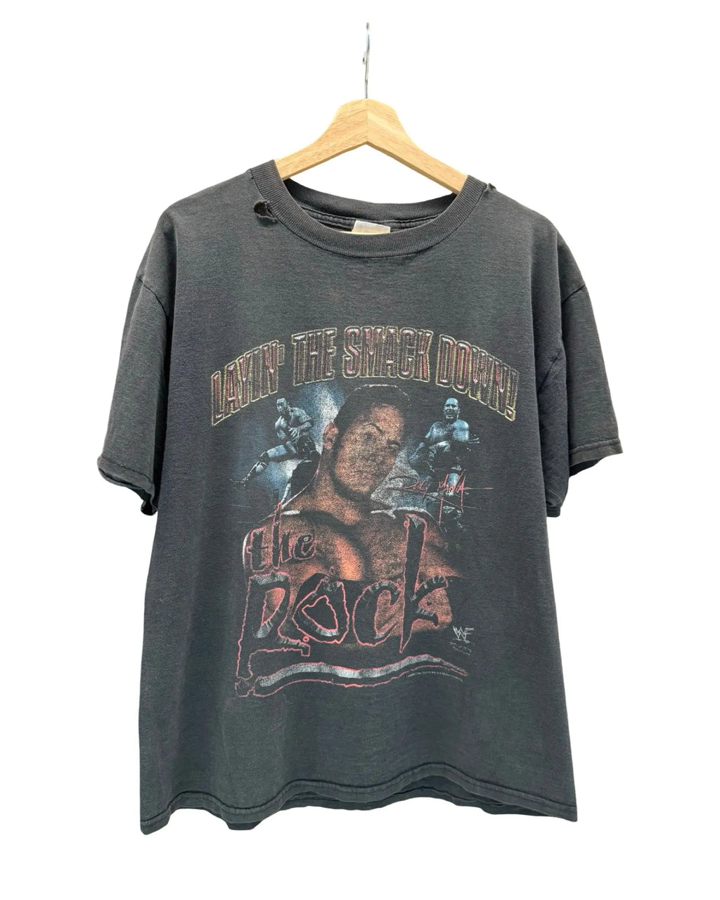 Vintage 90s WWF The Rock Distressed Rap Tee KIF Vintage