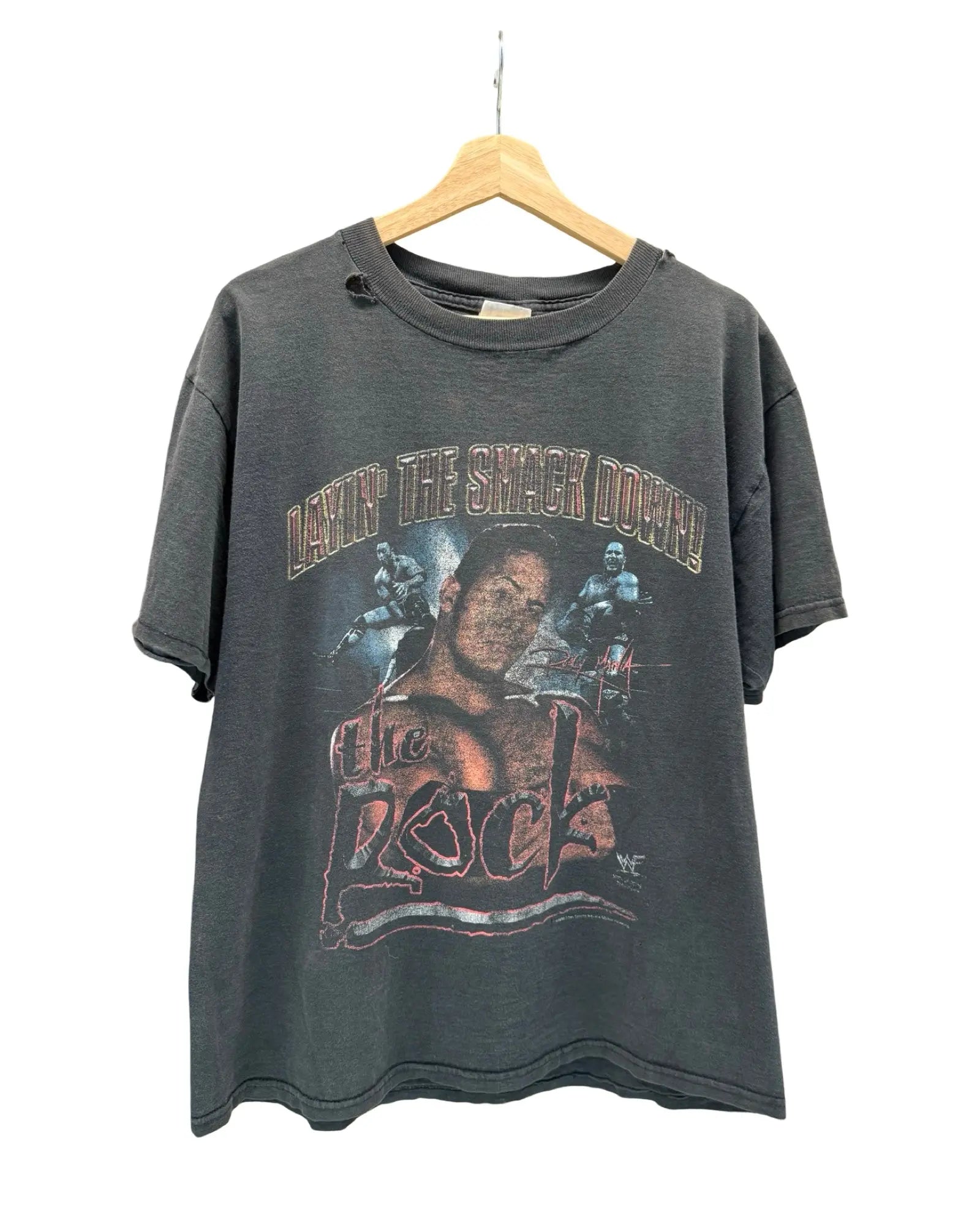 Vintage 90s WWF The Rock Distressed Rap Tee KIF Vintage
