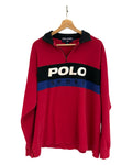 Vintage 90s Polo Sport Ralph Lauren Red Spellout Quarter Zip Sweater KIF Vintage