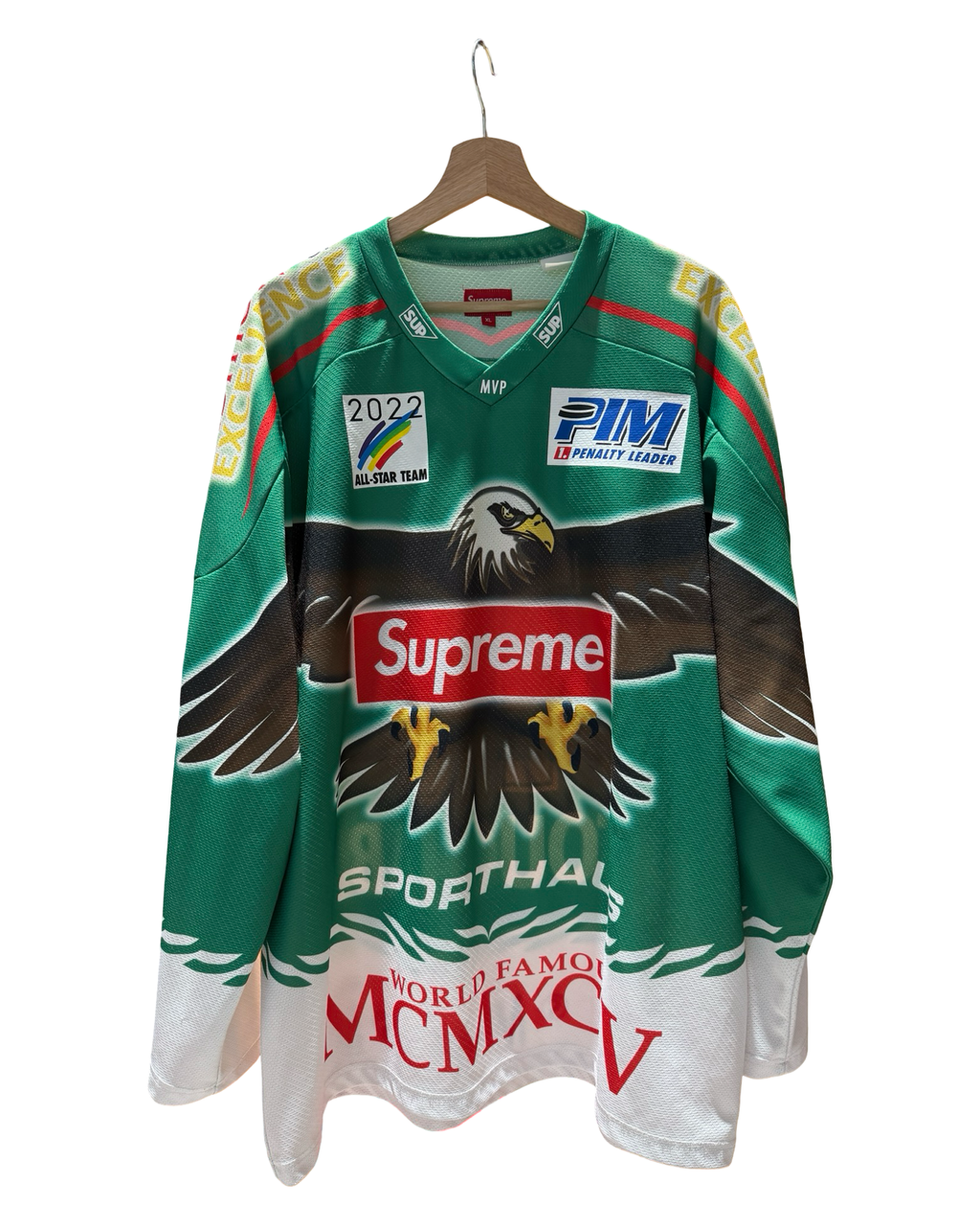 2022 Supreme Eagle Hockey Green Jersey KIF Vintage