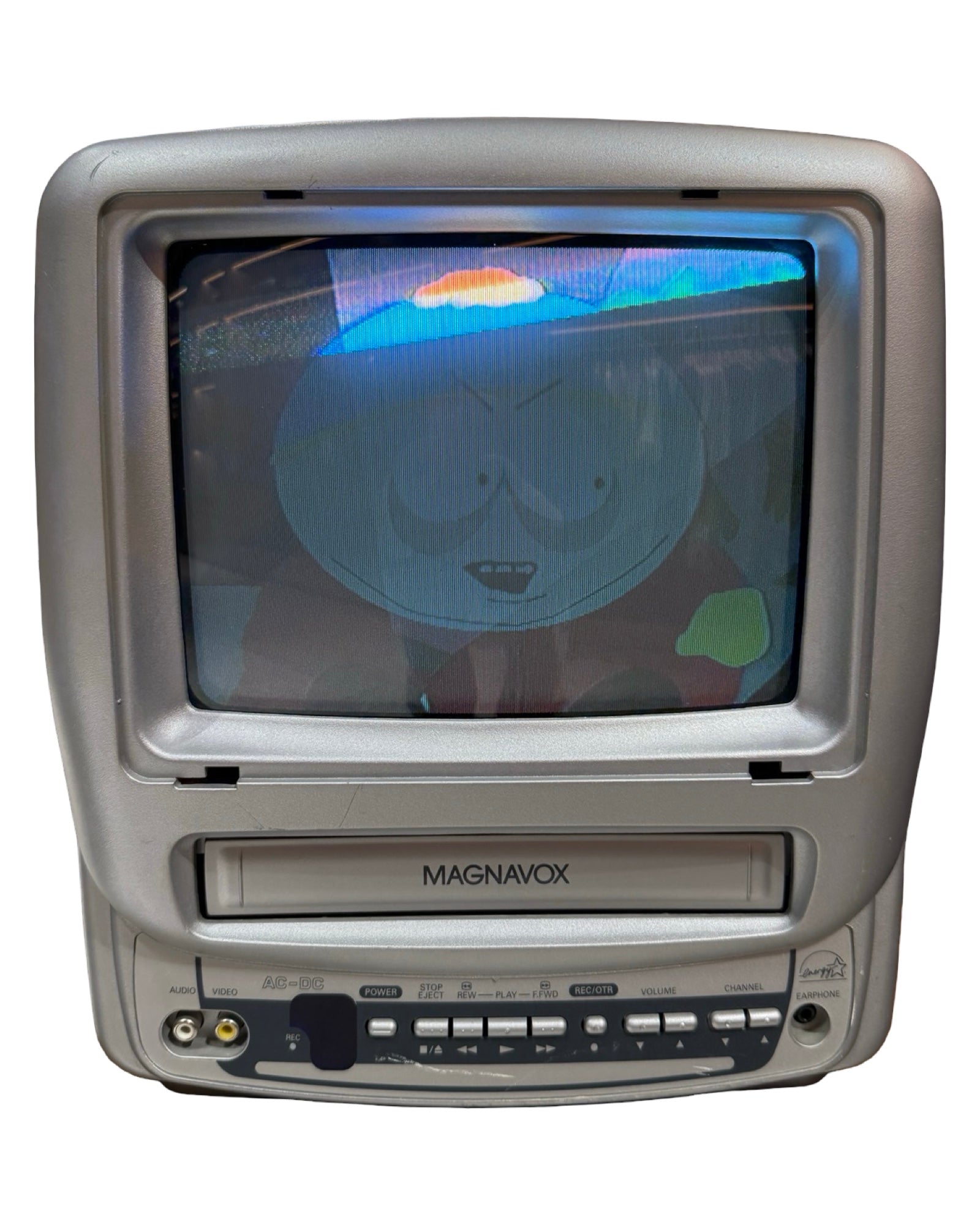 Televisor de tubo de rayos catódicos Magnavox vintage de 9 pulgadas con reproductor de VHS