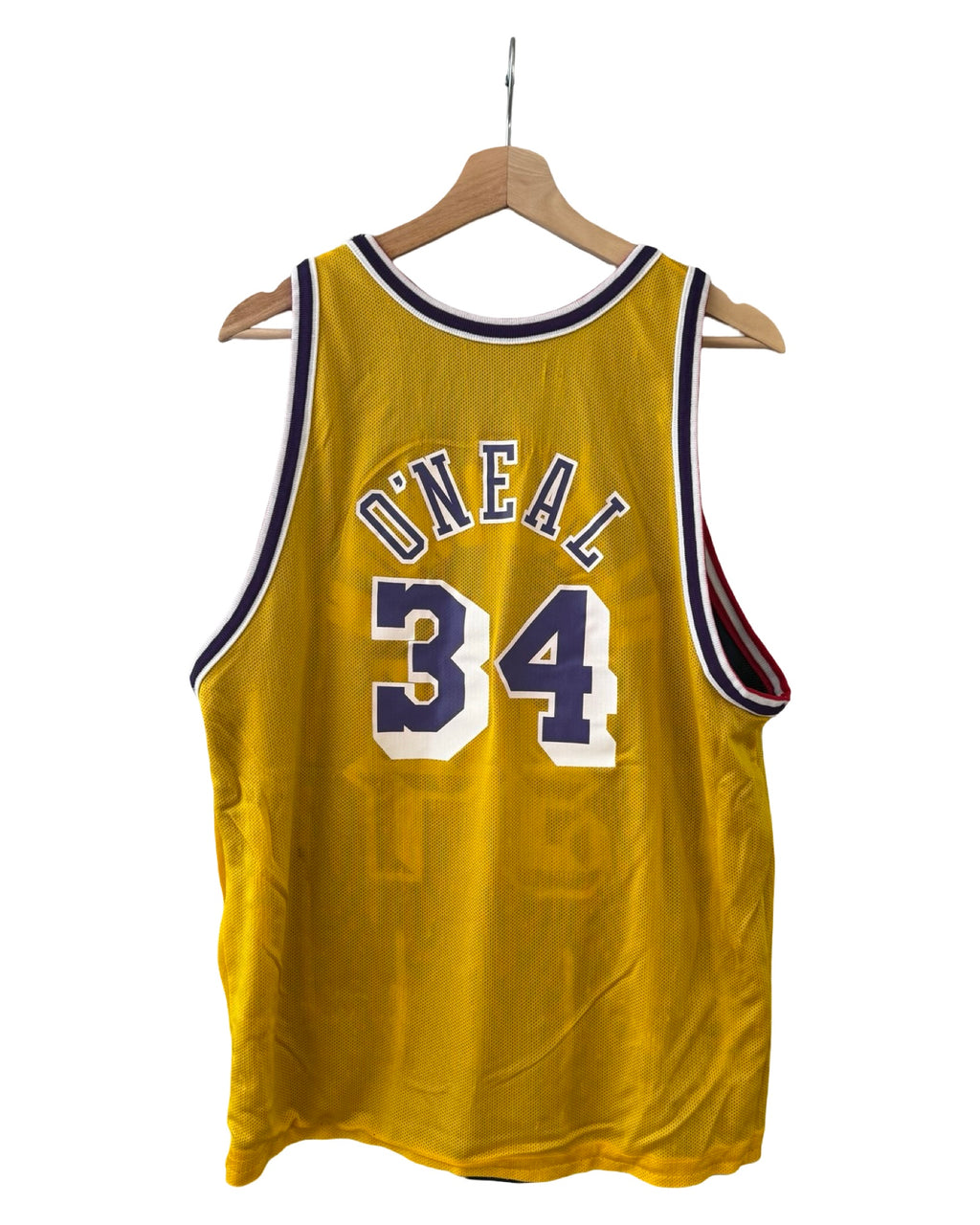 Vintage 90s Lakers vs Rockets Shaquille O’ Neal & Hakeem Olajuwon 34 Reversible Champion Jersey