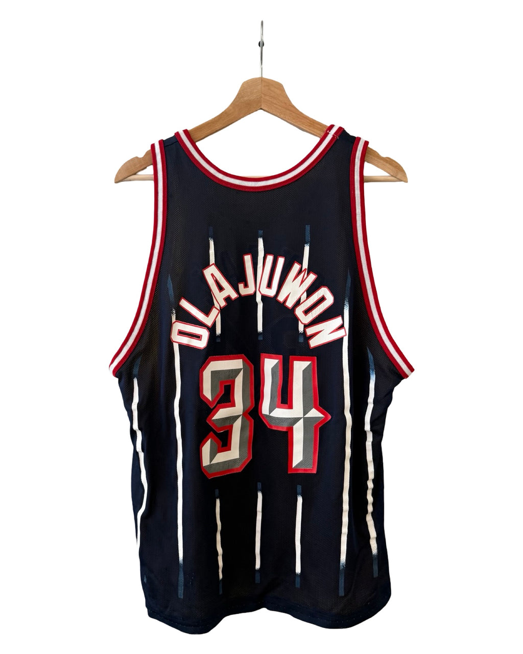 Vintage 90s Lakers vs Rockets Shaquille O’ Neal & Hakeem Olajuwon 34 Reversible Champion Jersey