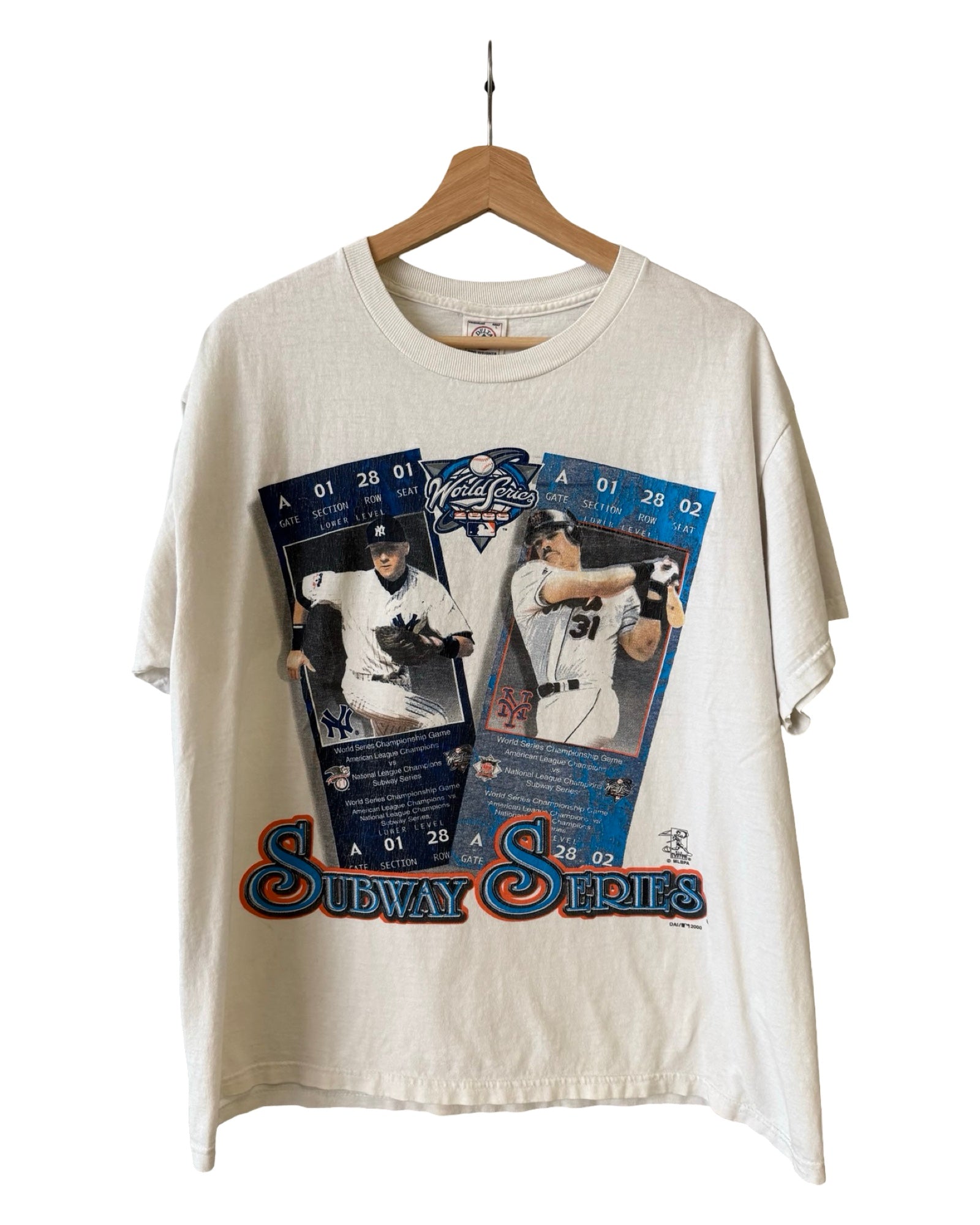 Vintage 2000 New York Yankees & Mets Subway Series Players Ticket Tee