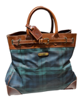 Vintage 90s Polo Ralph Lauren Tartan Tall PVC Leather Travel Bag KIF Vintage