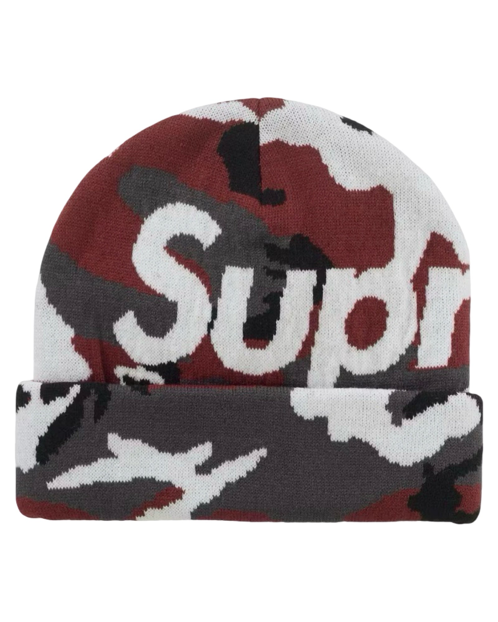 Gorro de lana Supreme rojo camuflaje de nieve PV25
